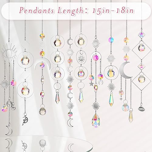 Miniatura 2 de Ysleen 10 piezas de cristales coloridos atrapasoles colgantes para ventana con colgante de cadena, adorno de prisma de jardín, lámpara de luz para