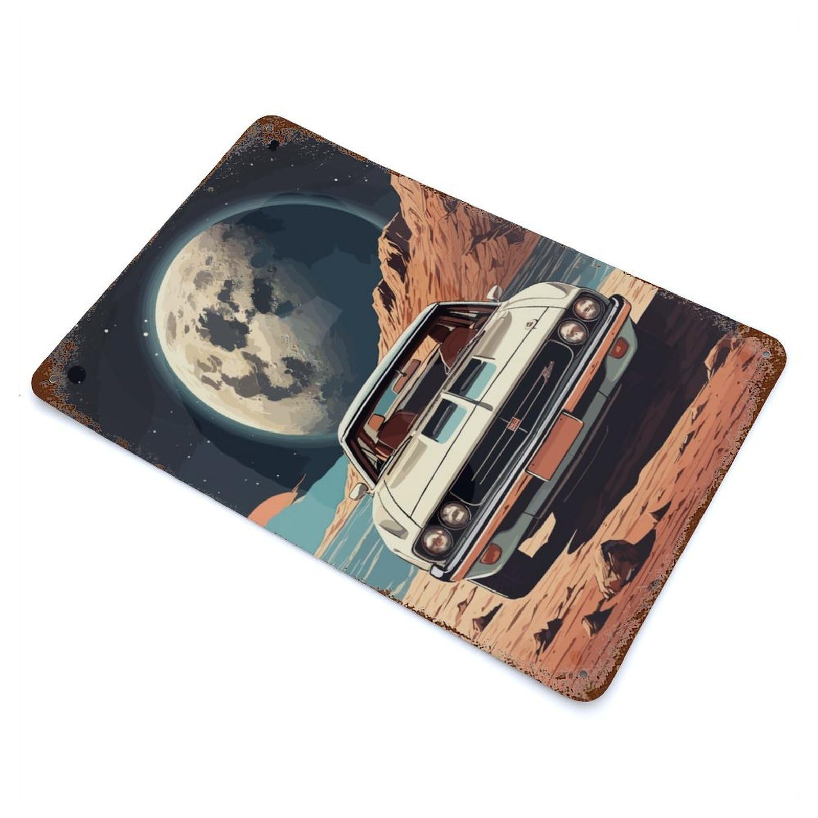 Vintage Space Vintage Wall Sign 11.8"x7.9", Rust Effect Metal Decor for Bistro, Counter And Cafe Decor