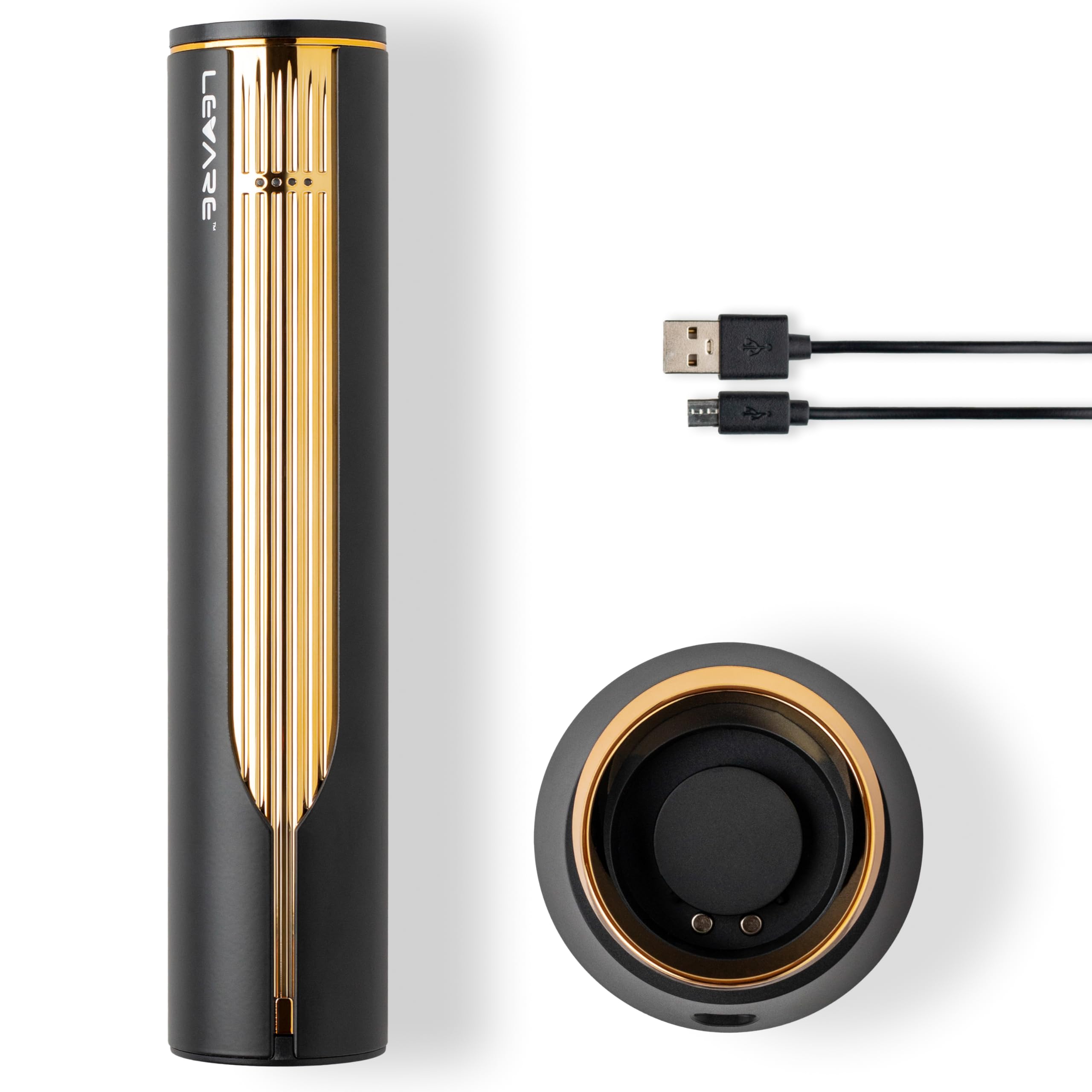 Levare Premium Elektrischer Weinflaschenöffner, Folienschneider und USB-Ladestation – stilvoller, ergonomischer und wiederaufladbarer Weinkorkenzieher – ideal für Zuhause, Küche, Geschenk – mühelose
