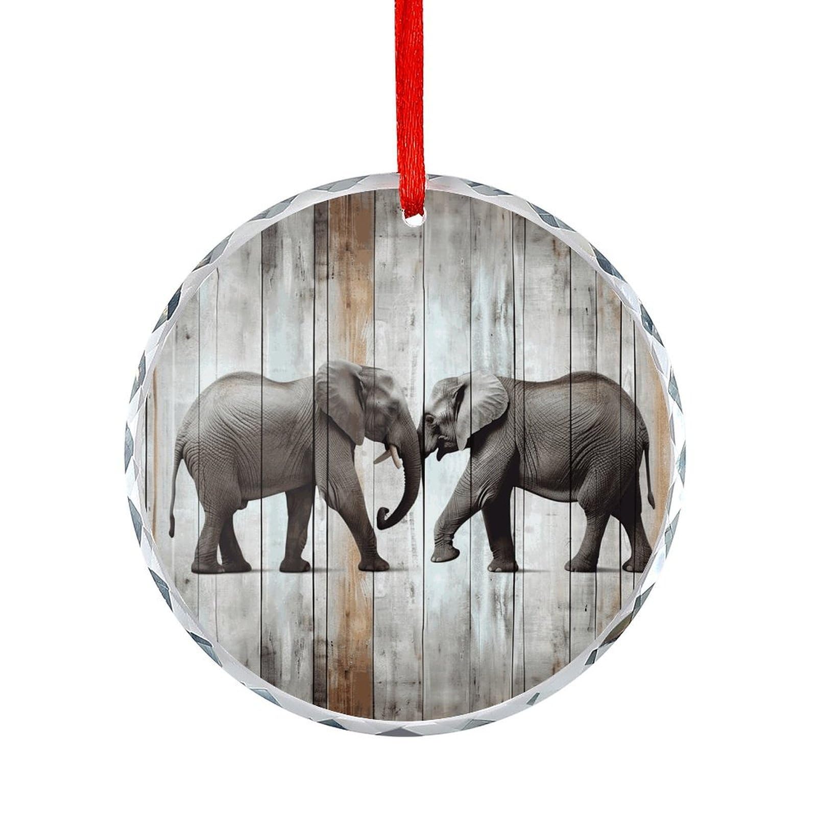 Fodpand Women's Style Elephant On Wood Round Glass Ornament Keepsake Gift Exchange Ideas Car Decor,Christmas Ornaments For Tree Window Garden Ornaments