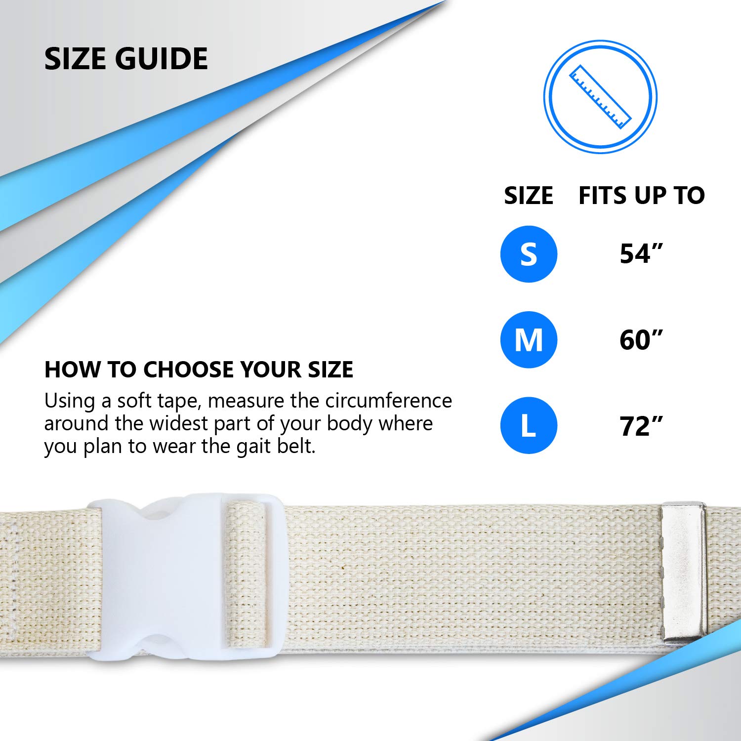 NYOrtho Plastic Buckle Gait Belt - Adjustable Machine Washable Strong and Durable Material Latex Free, Pastel, 54" — Amazon image 5