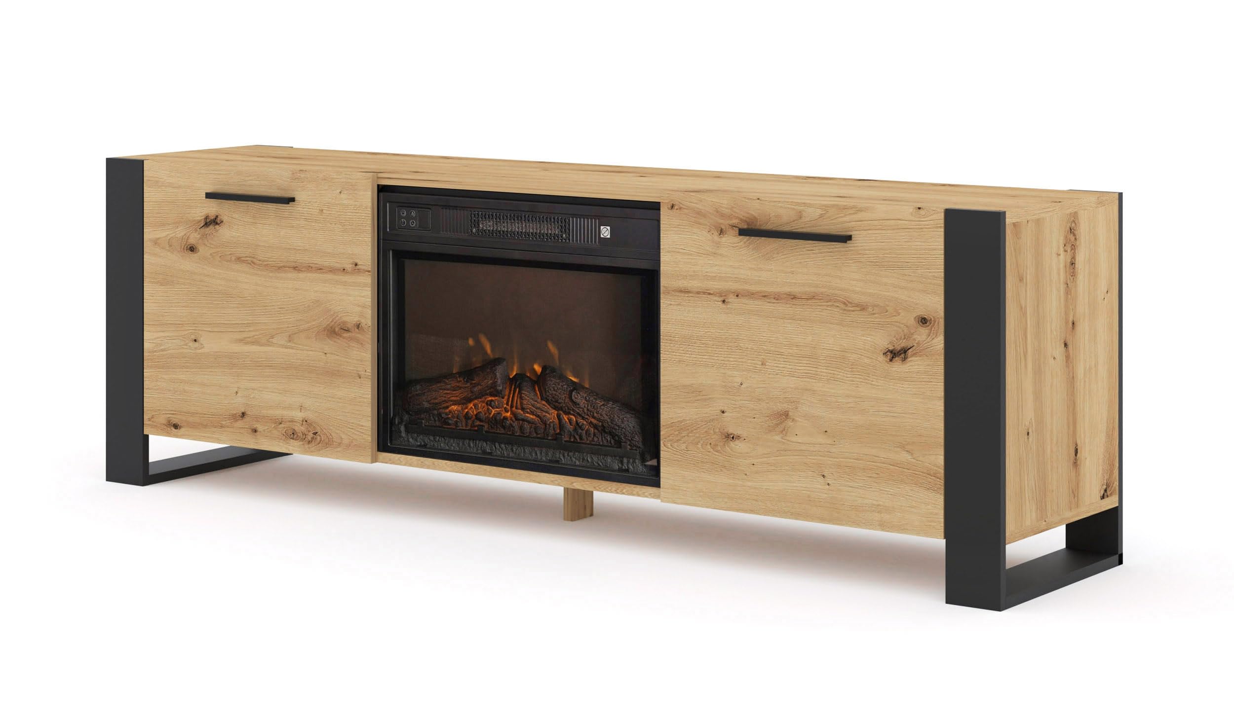 Homlando Nuka - Mueble para TV (180 cm, con chimenea eléctrica, roble Artisan)