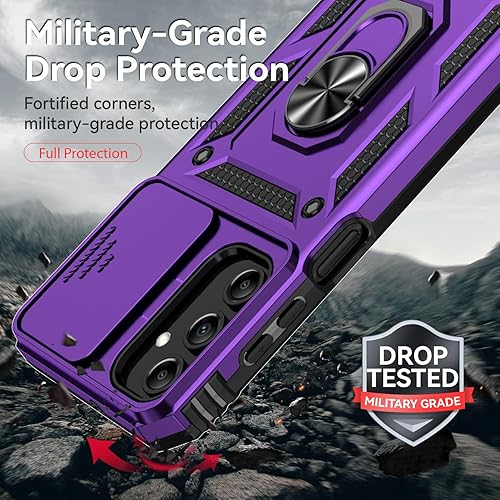Miniatura 7 de Funda para Samsung Galay A15 5G, con cubierta para lente de cámara, protector de pantalla HD, grado militar anillo de montaje en coche soporte