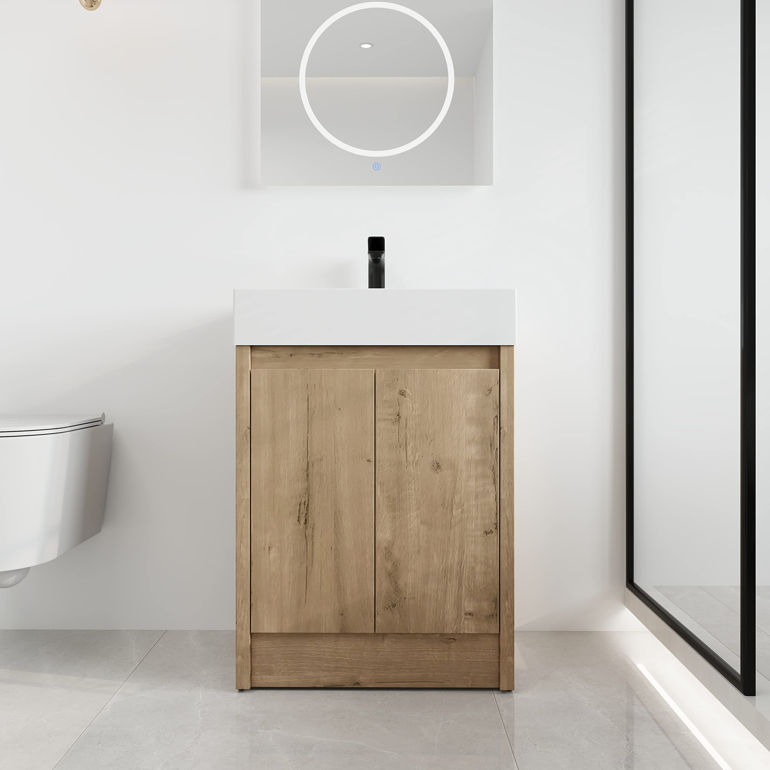 Malwee 24 Inch Bathroom Vanity with Sink, 24 Freestanding Bathroom Vanity, Mordern Single Sink Bathroom Floor Stand Vanity Combo, Bath Freestanding