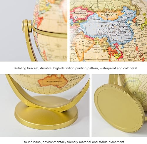 Miniatura 4 de Mini globo de mapa del mundo, edición en inglés, giratorio, escritorio, geografía de la tierra, globo con base resistente para el hogar, escuela,