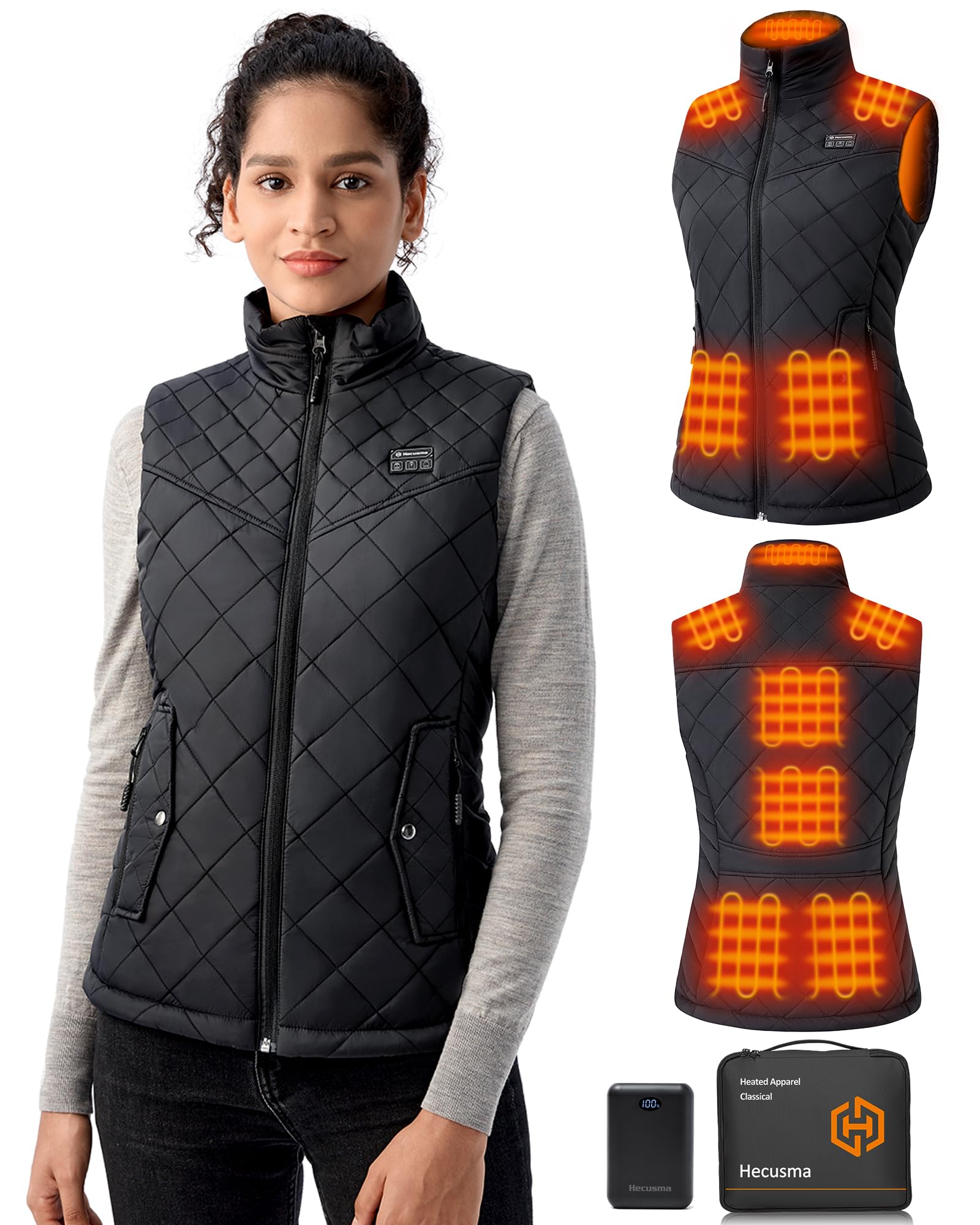 quilted heated vest women with battery pack 16000mah 74v warming heated vests for women smart women39s heating vest