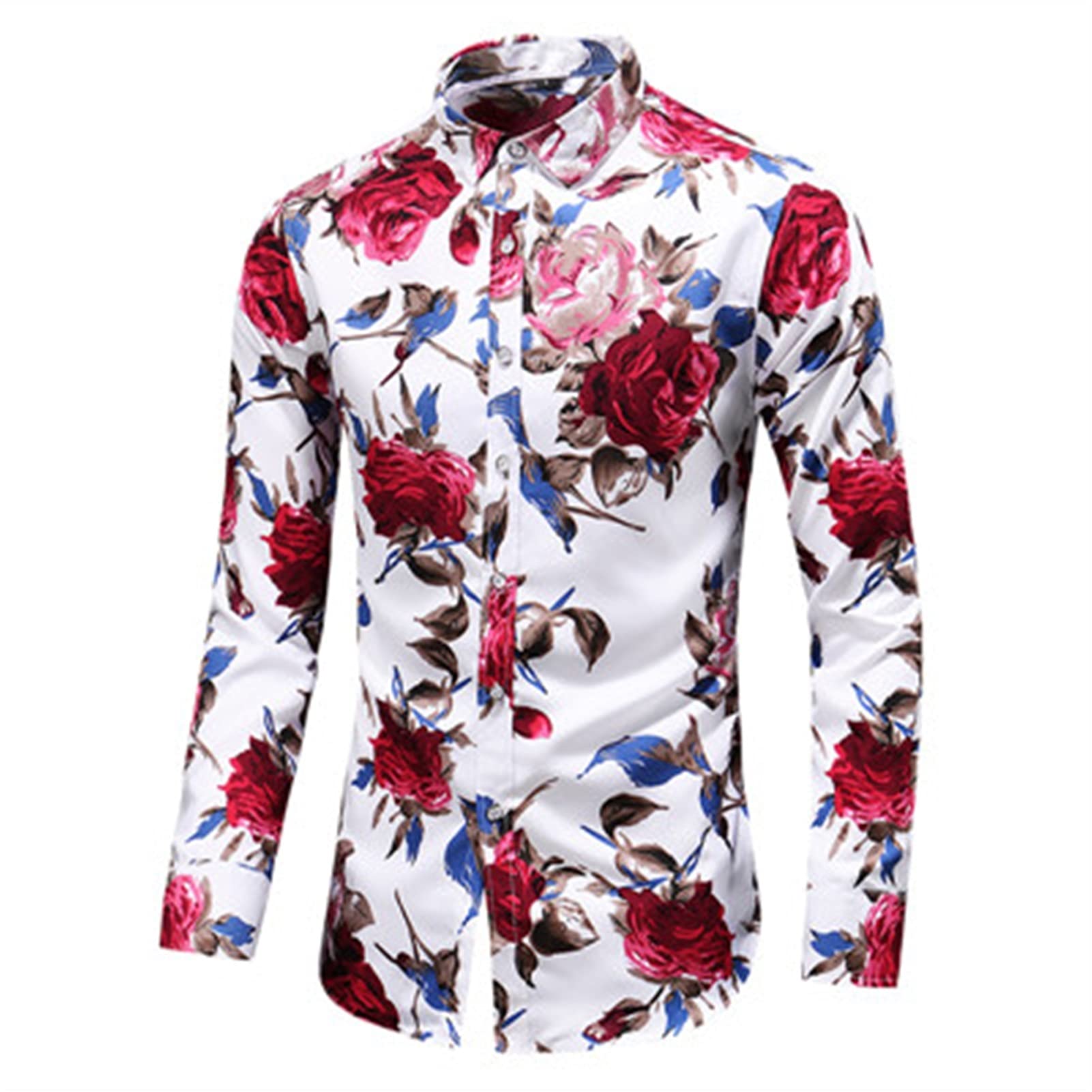 Amazon.com: Camisas de manga larga con estampado floral para hombre, estilo  casual, de algodón, con botones, estilo formal, talla asiática, talla XXL :  Ropa, Zapatos y Joyería