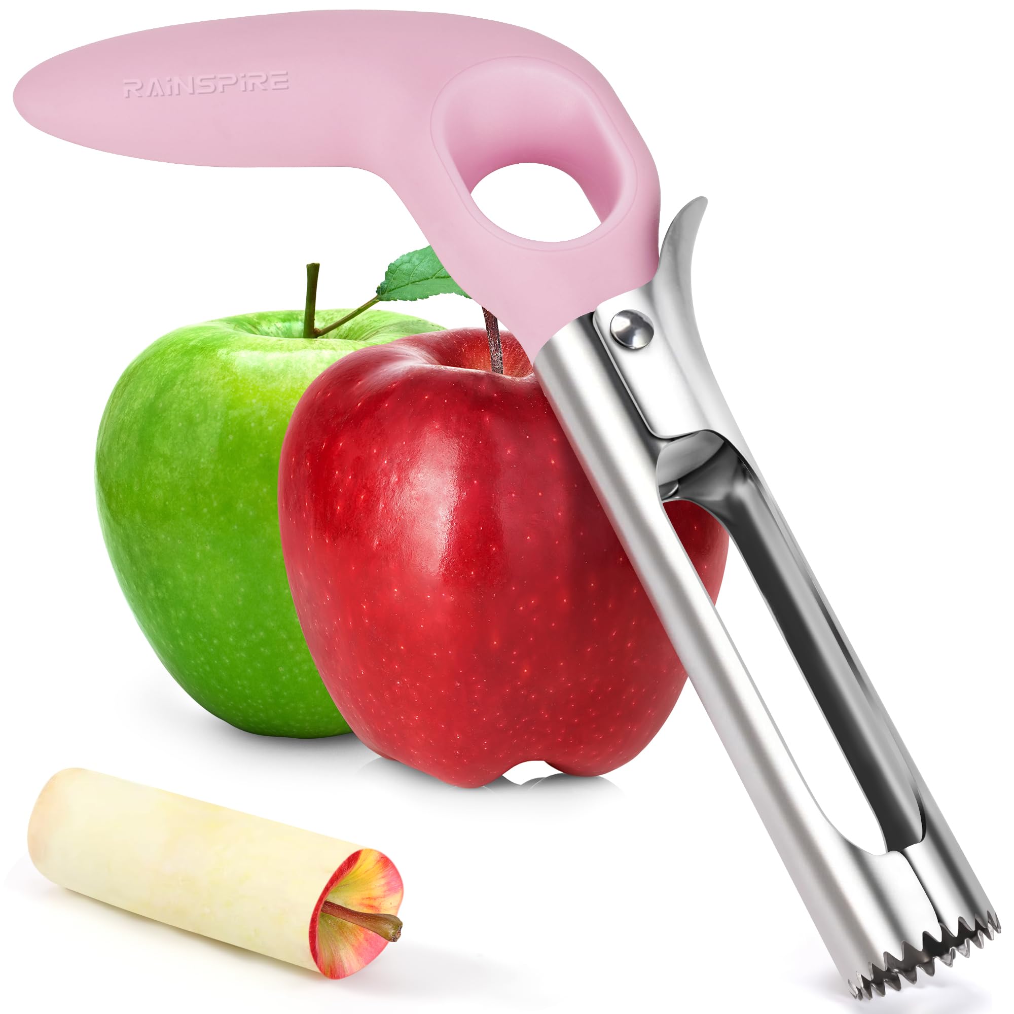 Rainspire Apple Corer Tool Kitchen Apple Core Remover Stainless Steel Comfortable Nonslip Handle, Dishwasher Safe (Pink)