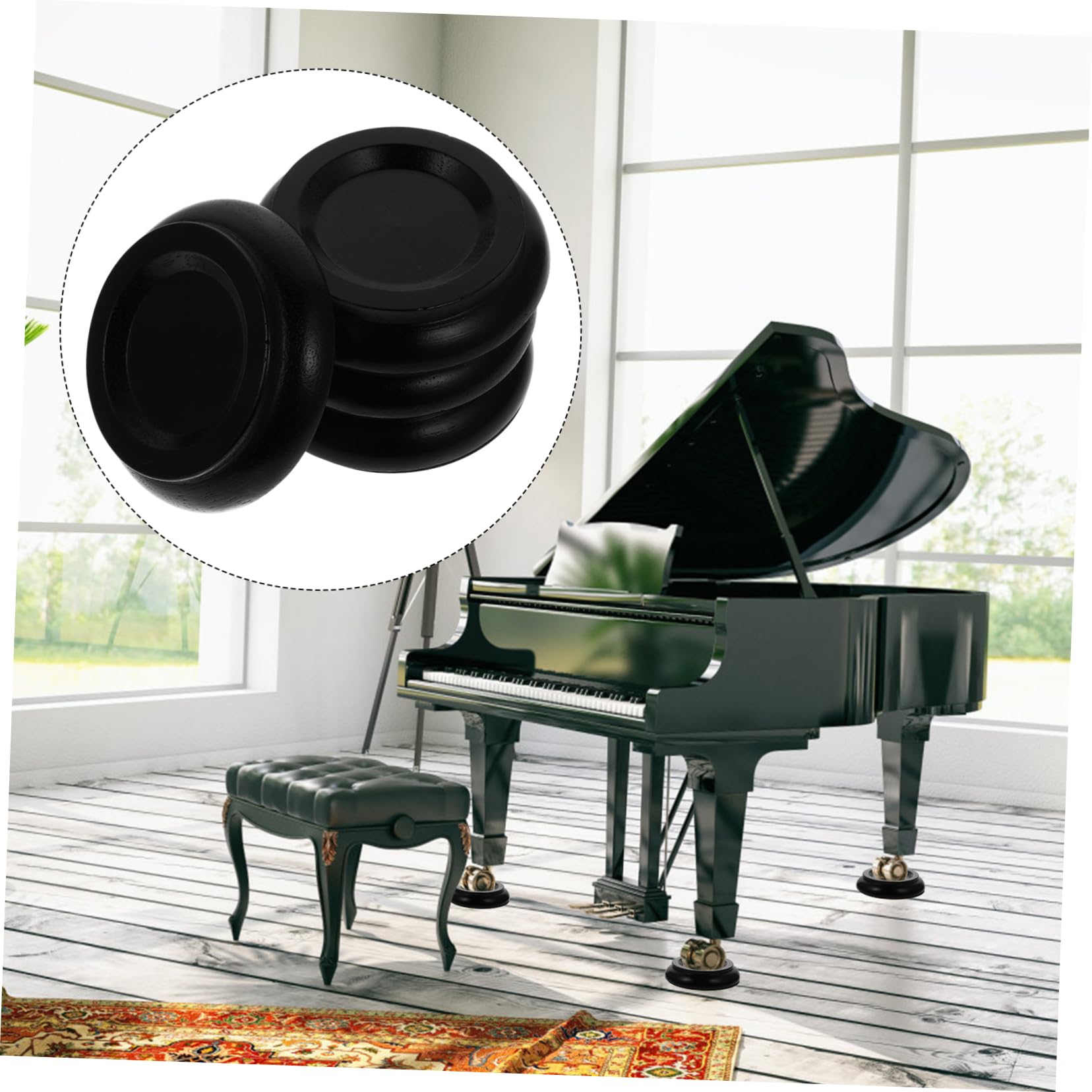 FAVOMOTO Piano Caster Cups 4pcs Grand Piano Foot Pads Wood Material Non-slip Noise-dampening