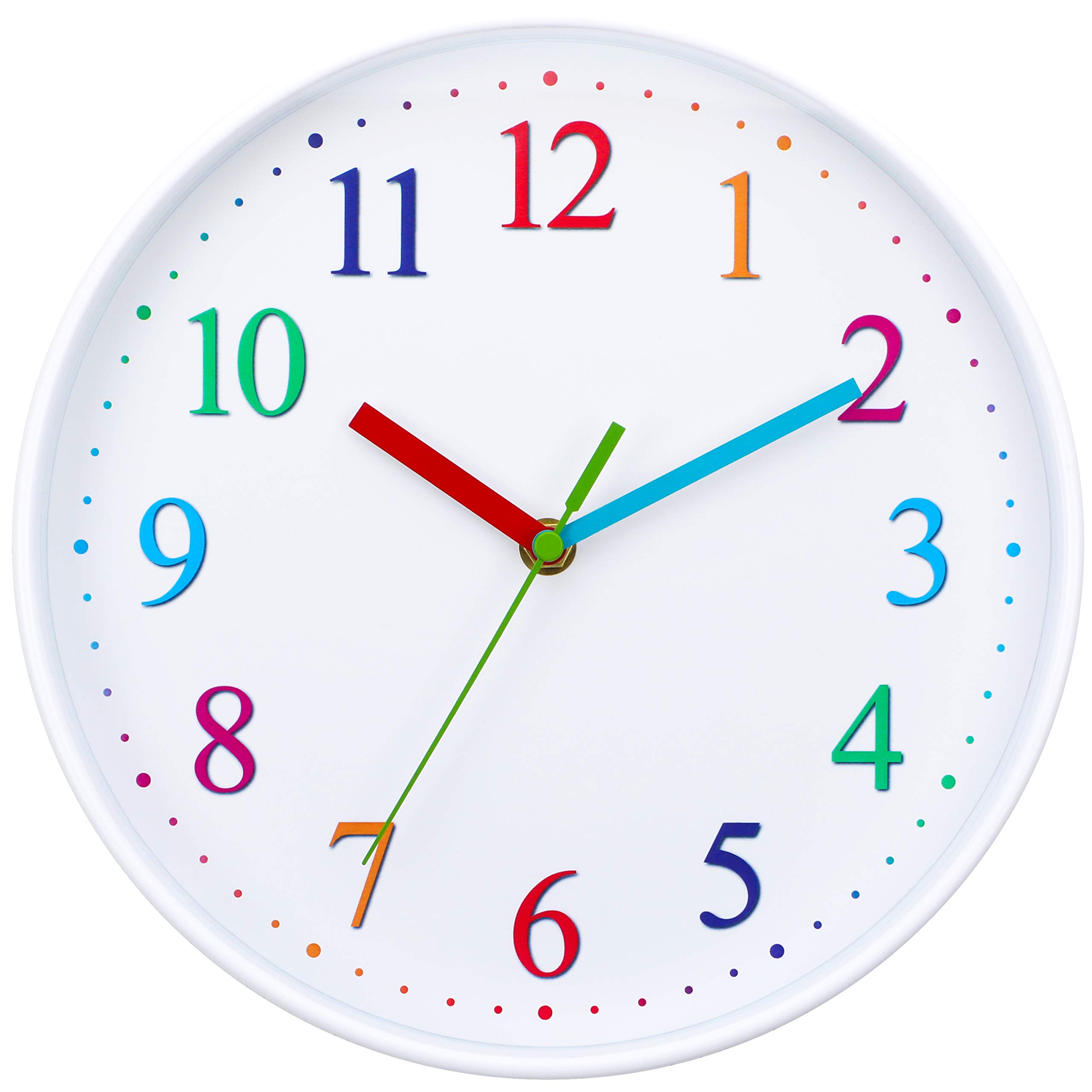 Wise Hedgehog Kids Wall Clock - Silent Non Ticking White Colorful Battery Operated Clock, Easy to Read for Kids, Perfect Room & Wall Decor for School Classrooms, Nursery, Playrooms and Bedroom