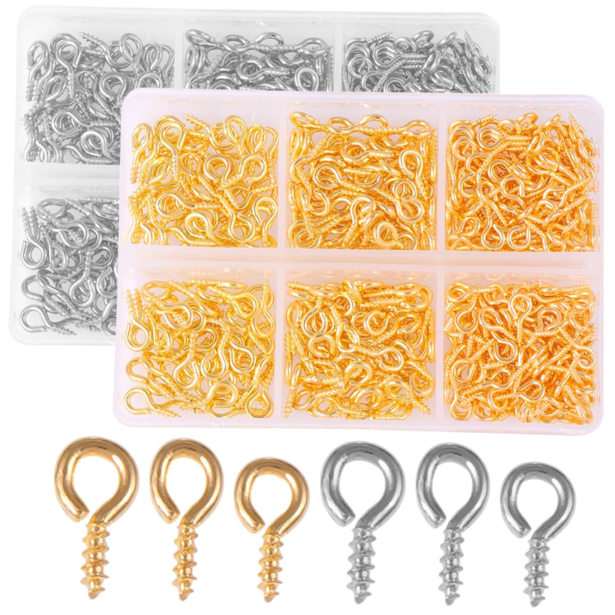 Housoutil 9mm Iron Screw-in Jewelry Eyelets DIY Accessories Small Hooks Self Tapping Eye Screws for Jewelry Making