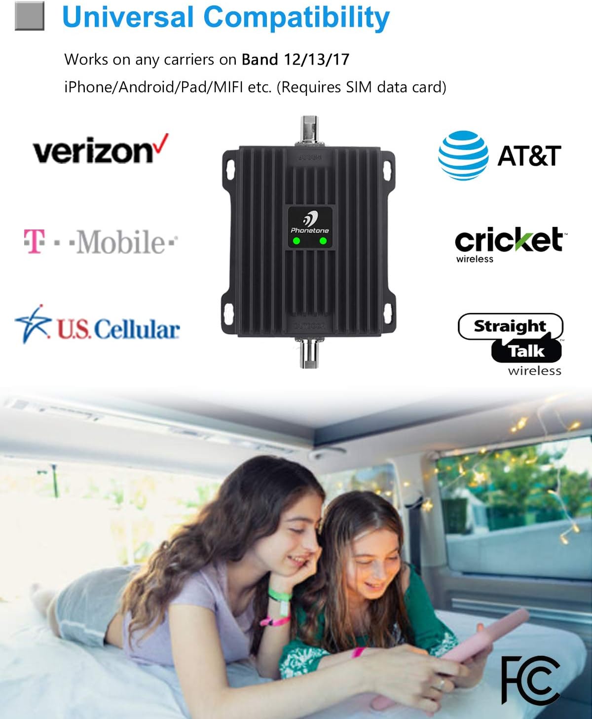 Black Friday 🔥 Cell Phone Signal Booster for RV, Truck, Motorhome, Cabin and Boat - Dual Band 12/13/17 700MHz Cellular Repeater Boosts 4G LTE Data & Volte Signal Repeater for Verizon AT&T in RV