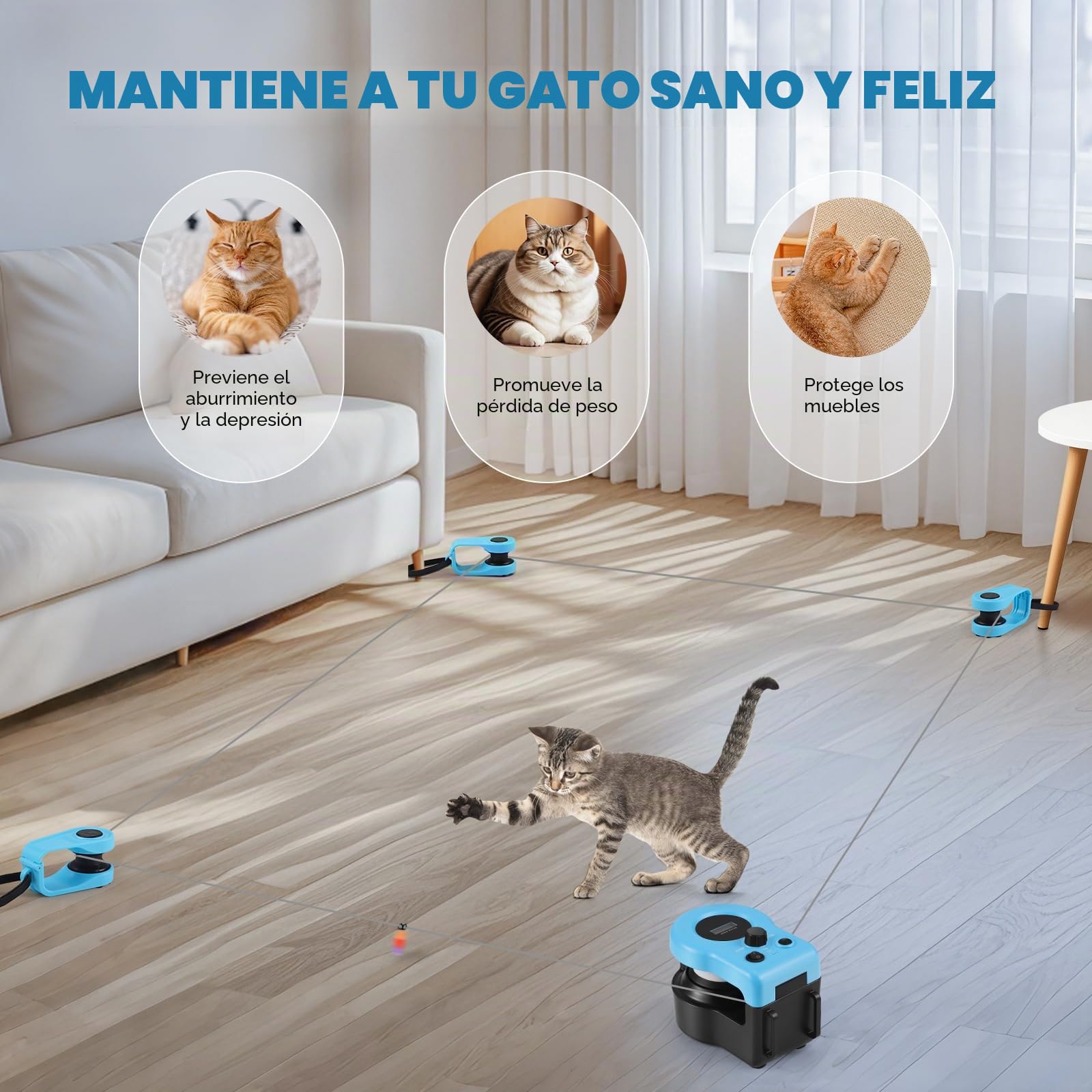 Juguete para Gatos para Interiores, Nueva Cinta de Correr para Gatitos, Control Automático/Remoto, Velocidad Ajustable, Juego de Persecución y Ruta de Carrera con Diseño DIY