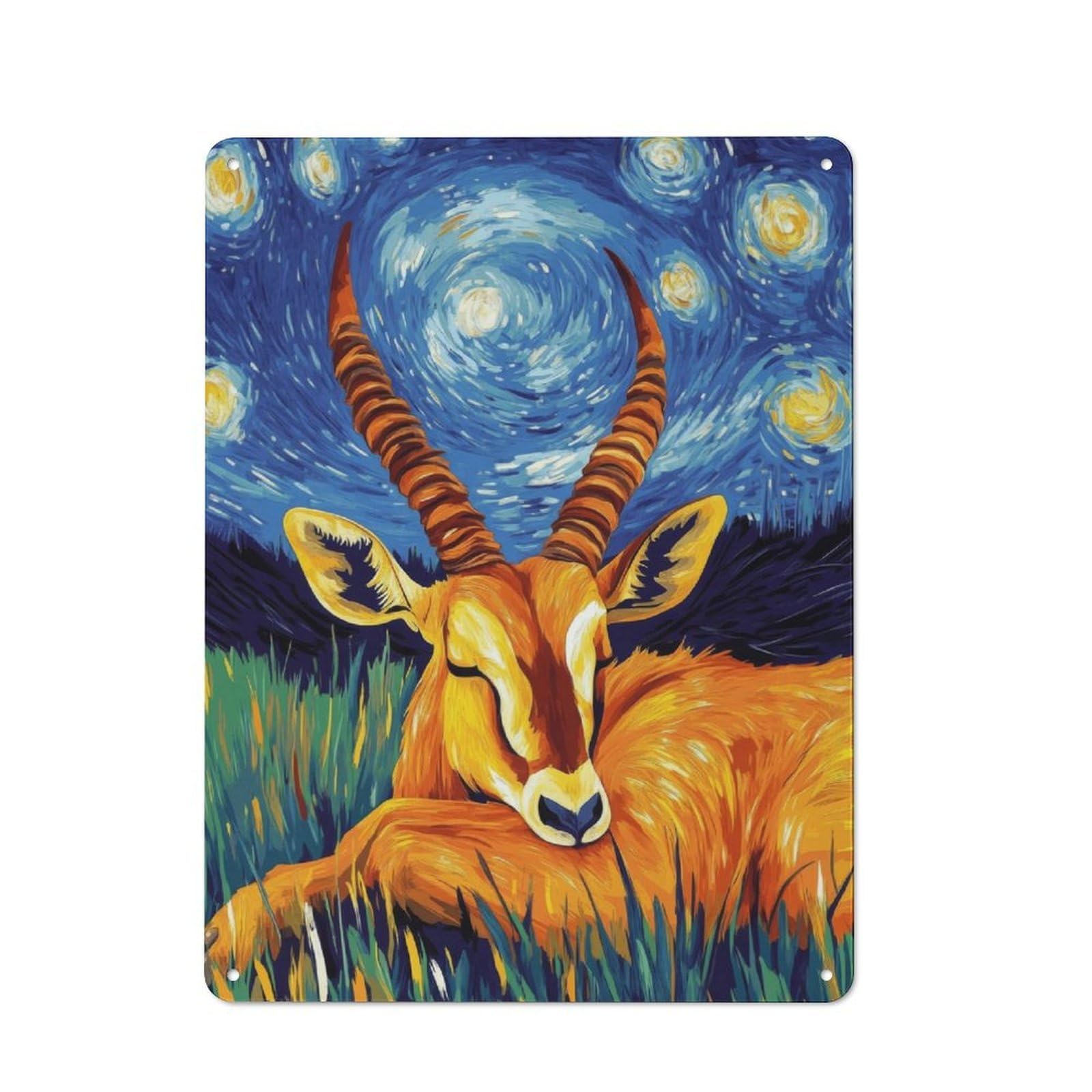 Junmoney Starry Night Gazelle Industrial Decorative Metal Plaque 40X30cm, Studio Wall Art For Flat, Bar, Studio Or Gallery Wall