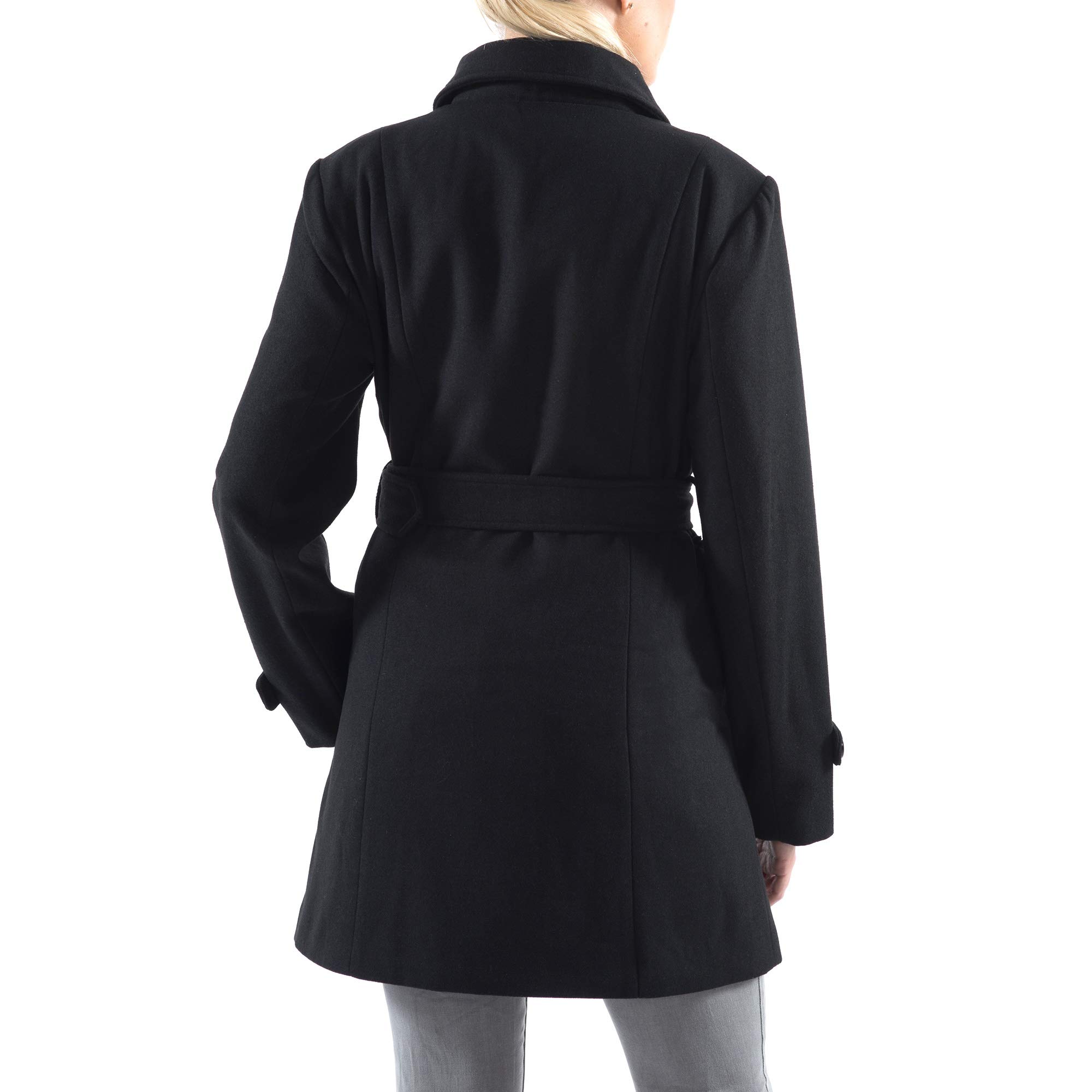 alpine swiss Gabardina Keira de lana con doble botonadura y cinturón para mujer