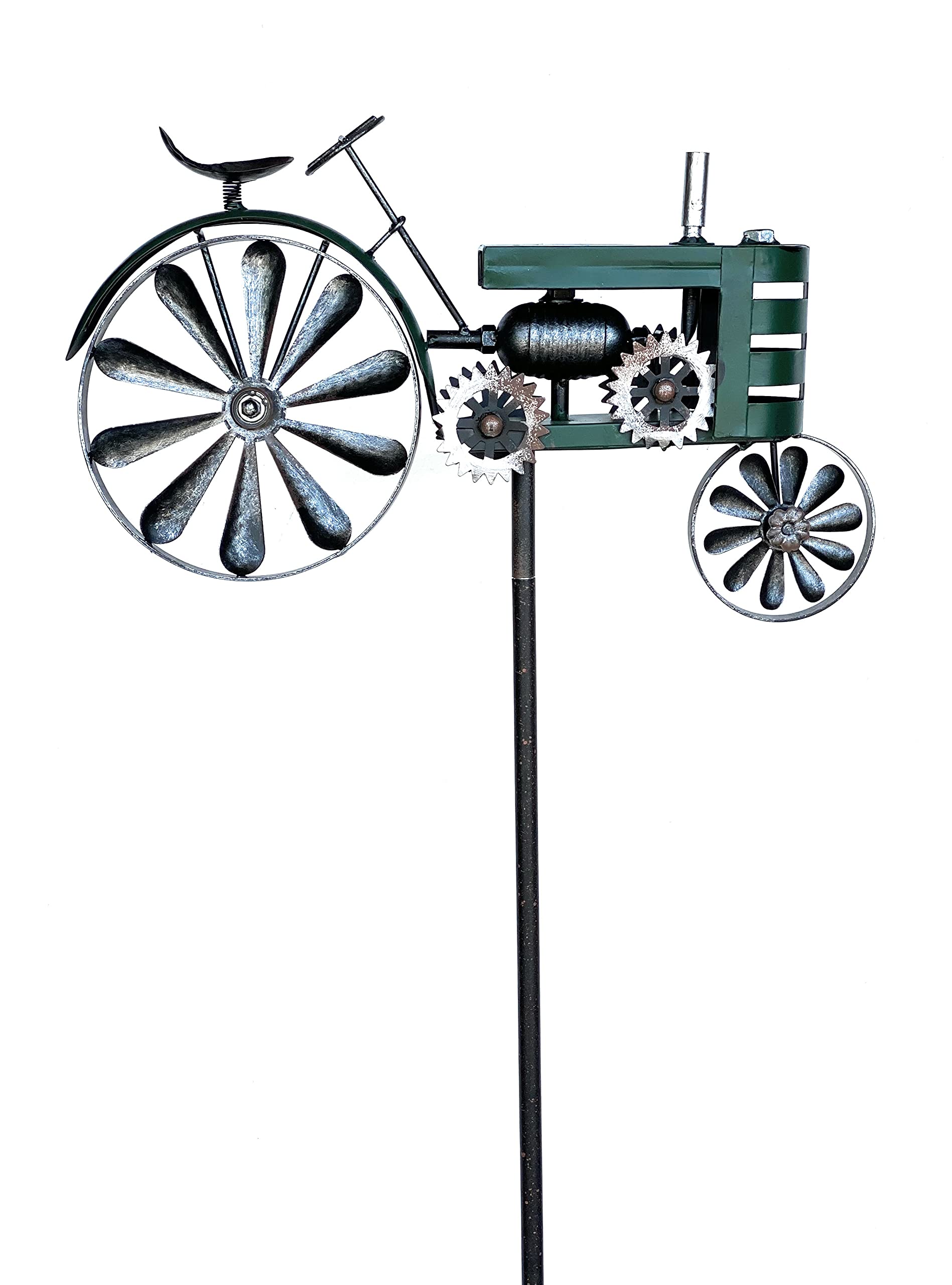 DanDiBo Gartenstecker Metall Traktor XL 160 cm Trecker Grün 96106 Windspiel Windrad Wetterfest Gartendeko Garten Gartenstab Bodenstecker