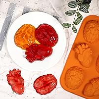 Vista 2 de Kamehame Molde para pastel de cerebro y corazón, 2 piezas de moldes de gelatina de silicona, moldes de simulación de Halloween para magdalenas