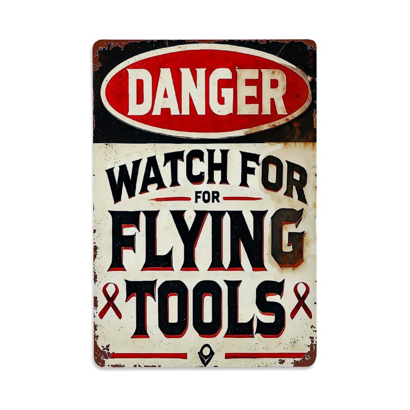 Bliveurn Vintage Danger Watch For Flying Tools_1 Retro Metal Tin Sign, Metal Poster For Home, Gaming Room, Studio Workshop,Bar,Garage Wall Art Decor 8X12 Inch