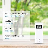 Vista 4 de LFF Wireless Remote Sensor With Indoor Outdoor Temperature and Humidity, LCD Display for Weather Station, Atomic Clock - Updated Version