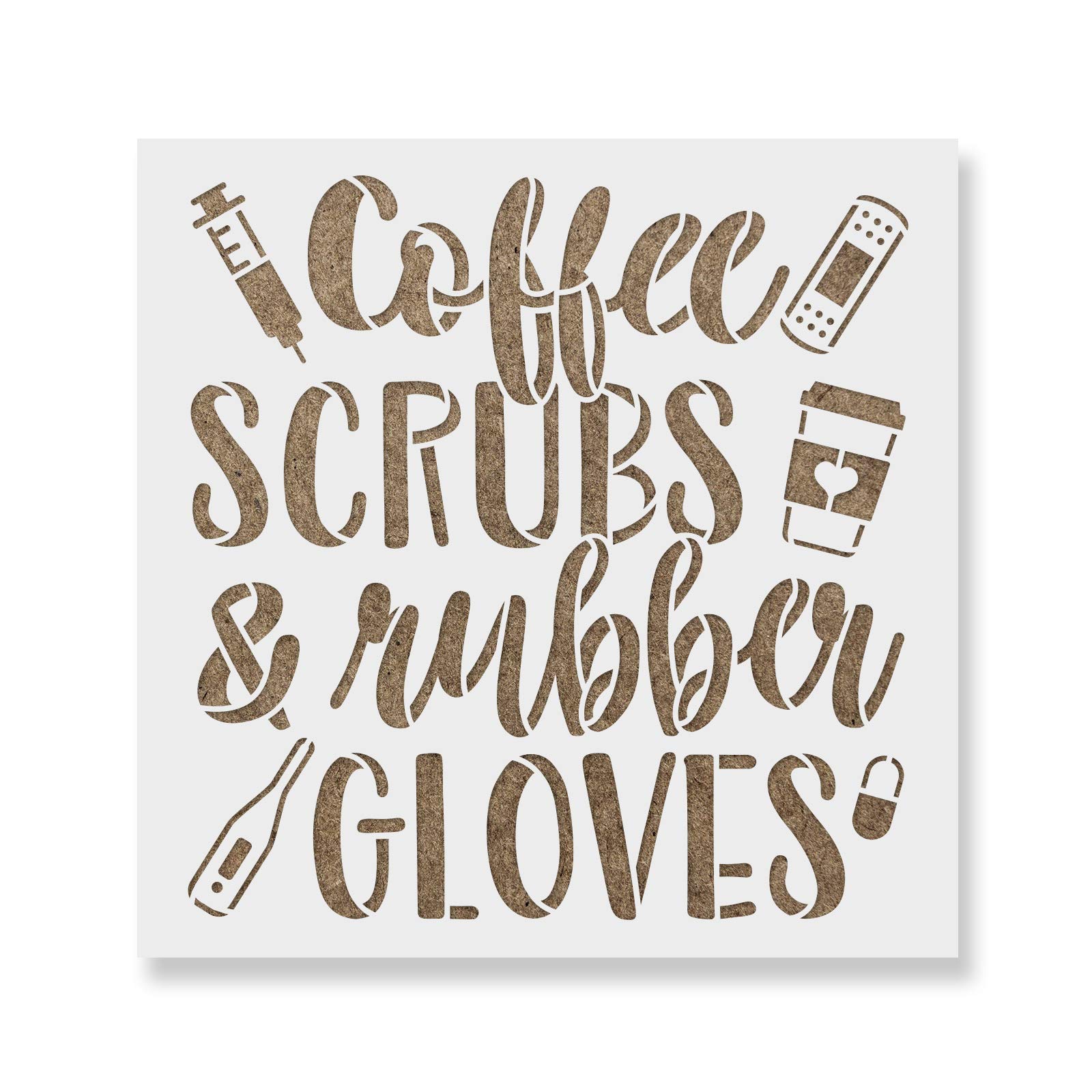 Coffee Scrubs Rubber Gloves Nurse Stencil - Elevate Your Gift Wrapping with Elegant Gift Stencils