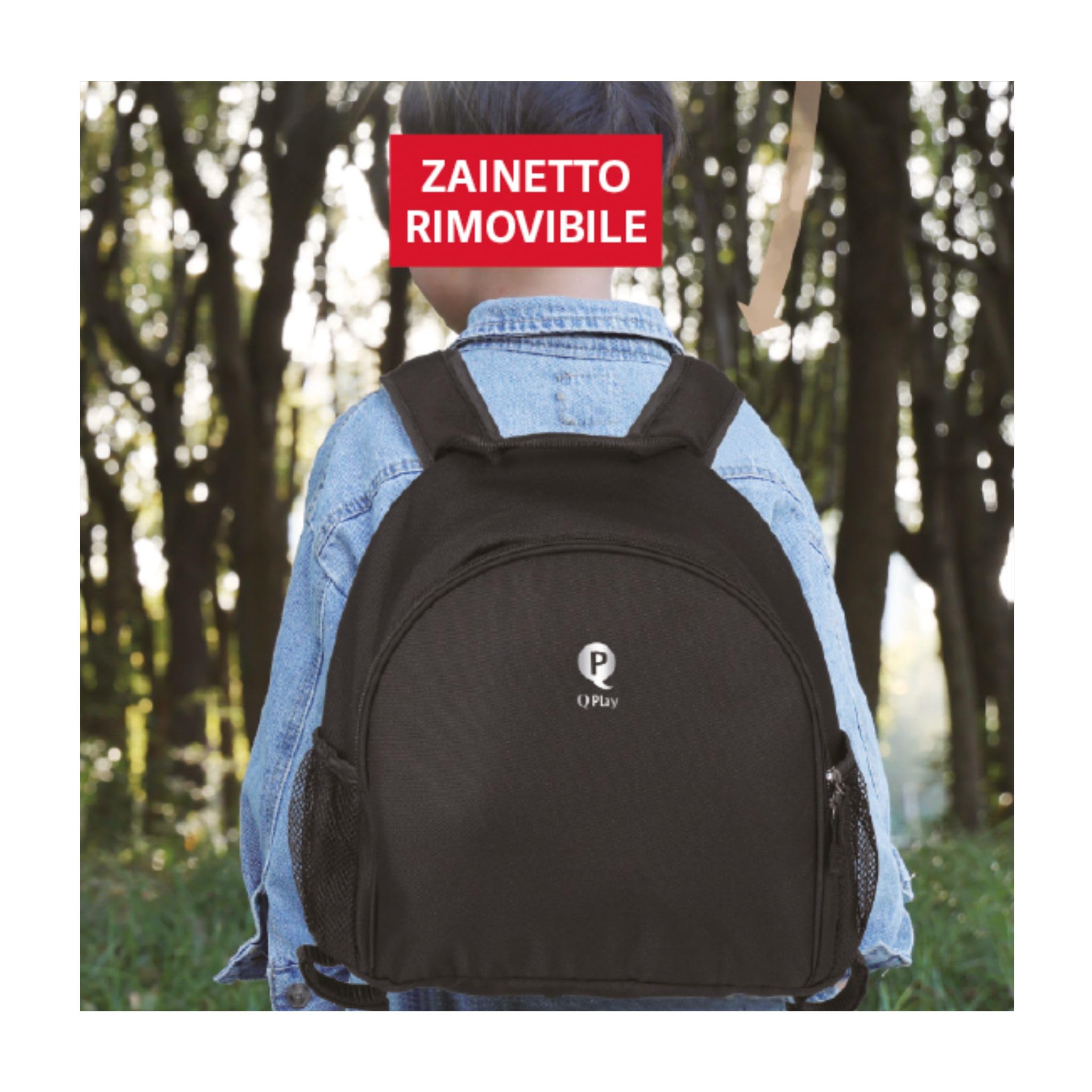 Triciclo evolutivo QPLAY Comfo Max 7 in 1 multi accessoriato, fronte strada e fronte mamma, reclinabile, adatto a bambini dai 10 ai 72 mesi, pieghevole, portata fino a 25 kg (Grigio)