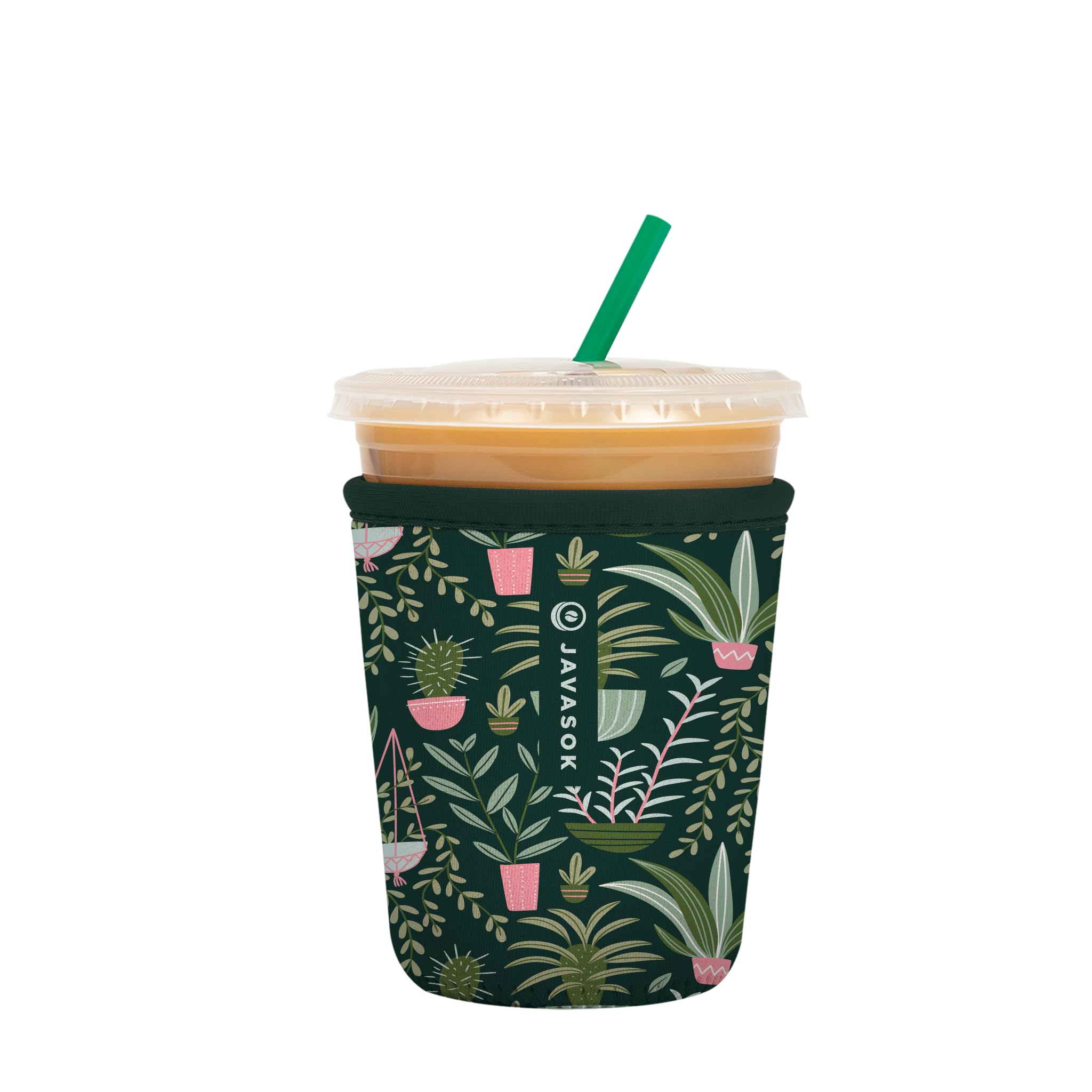 Sok It JavaSok Iced Coffee &amp; Cold Soda Insulated Neoprene Cup Sleeve (Green Living, Small: 16-20oz)
