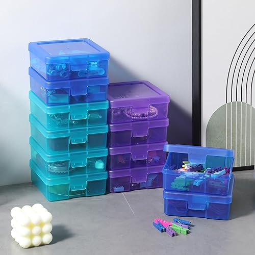 Miniatura 6 de Novelinks - Paquete de 18 unidades de pequeños contenedores de almacenamiento de plástico transparente, cajas y organizadores de almacenamiento para