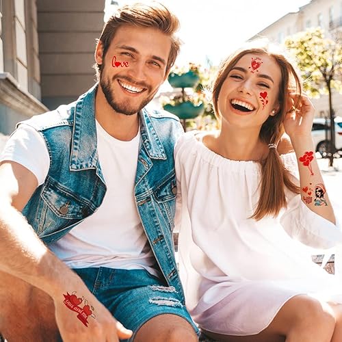 Miniatura 7 de Más de 50 tatuajes de corazón de San Valentín para niñas mujeres y niños 10 hojas de amor de Cupido diseño romántico de San Valentín calcomanías de