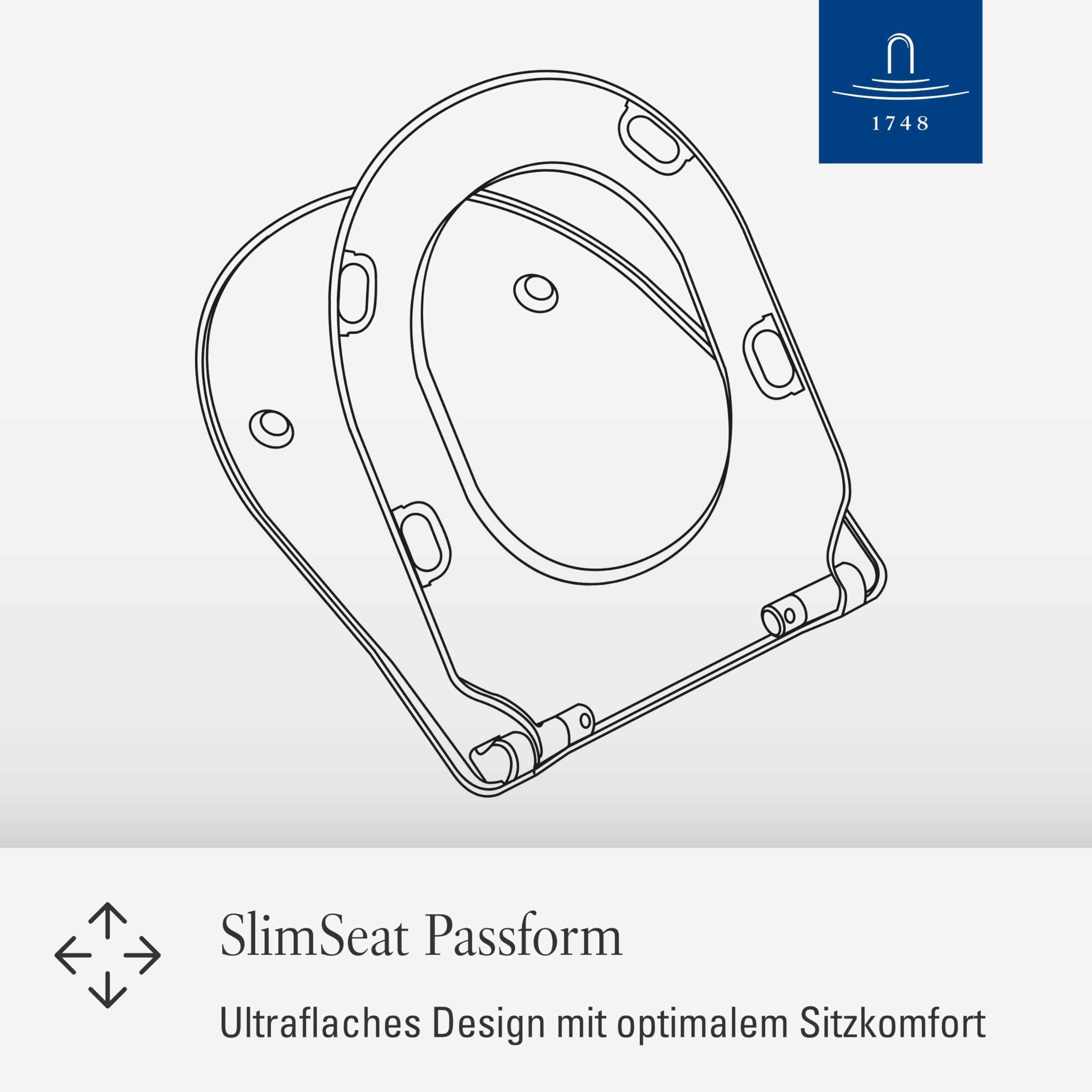 Villeroy & Boch Subway SlimSeat WC-Sitz, D-Form – Weiß Alpin, glänzend | Mit Edelstahl-Scharnieren, ultraflach, aus bruchsicherem Duroplast, Original Ersatzteil, 9M656101
