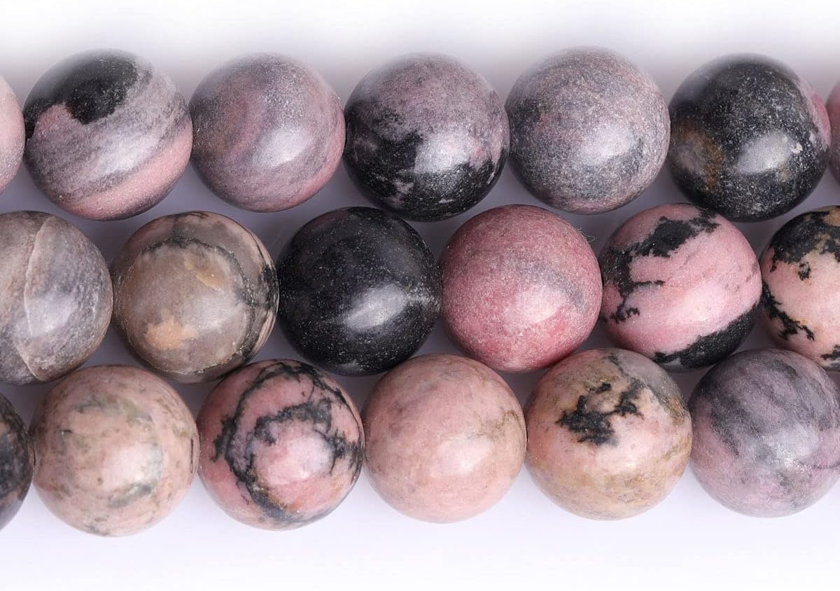 Gem-Inside Natural Rhodonite Stone 12mm 31pcs Round Beads for Jewellery Making Strand 15" Beaded Semi Precious Gemstone DIY Handmade Craft Supplies - Image 5