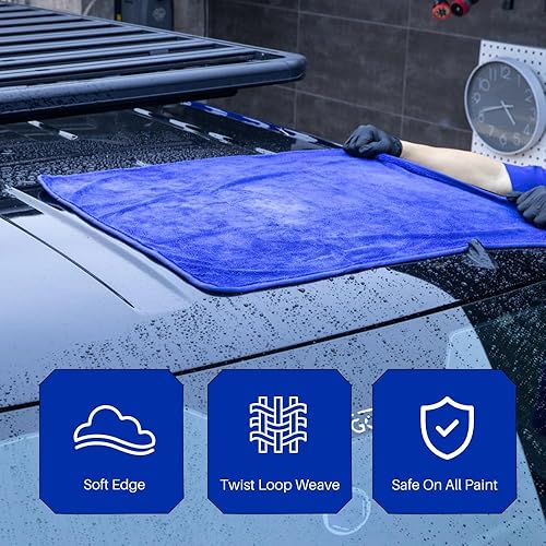 Miniatura 3 de SGCB Toalla de secado profesional de microfibra para lavado de automóvil, 31 x 20 pulgadas, grande, de un solo barrido, de felpa, anfibia, seca +