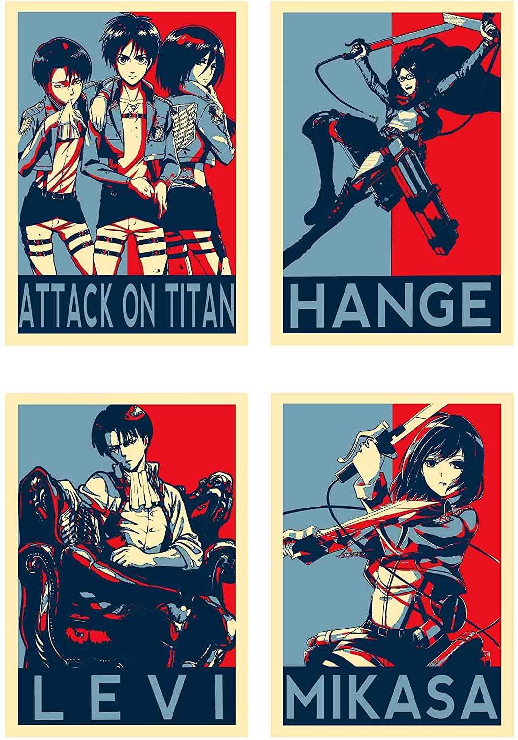 Wall Art Attack On Titan Propaganda Zoe Hange Levi Ackerman Mikasa