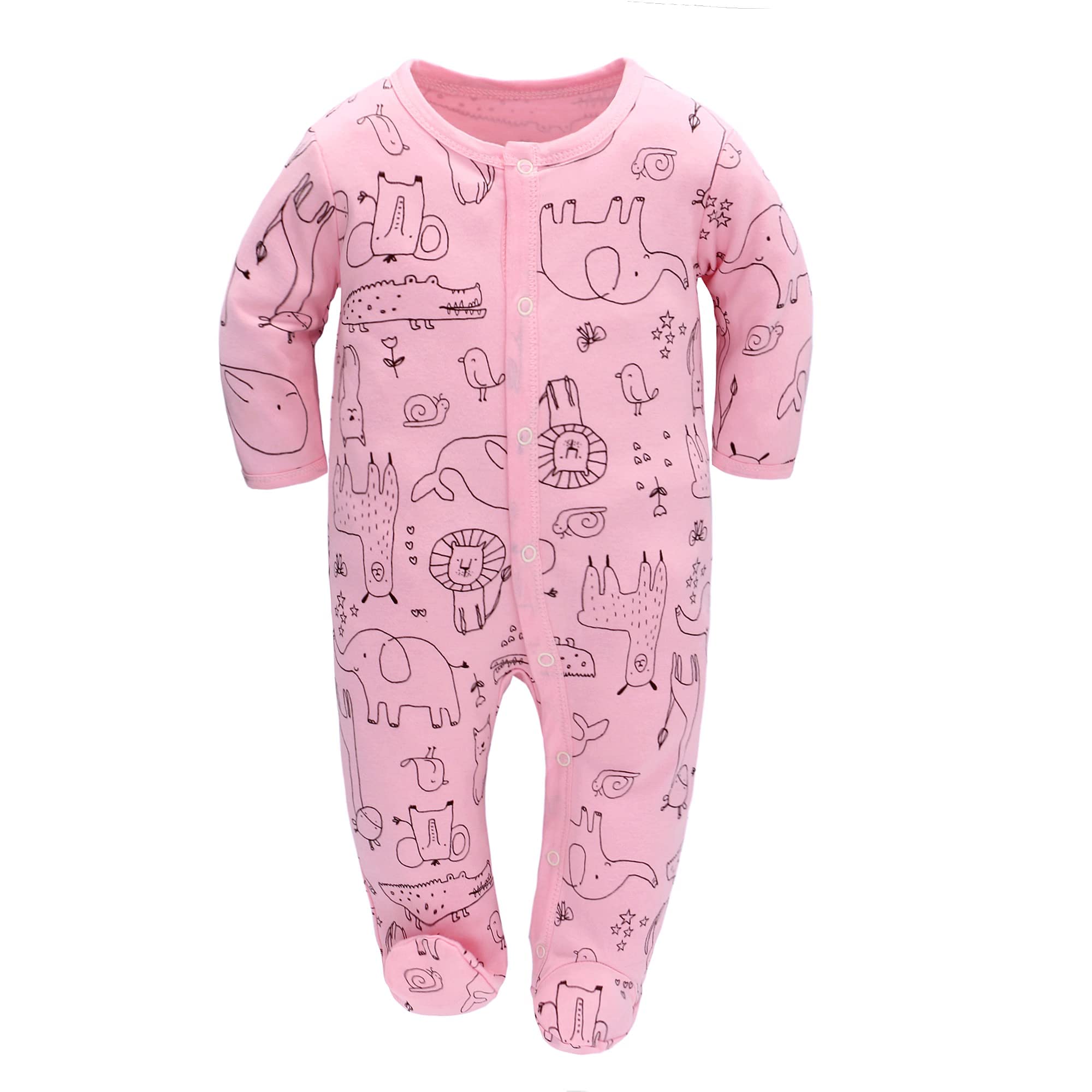 3 pièces bébé barboteuses bébé pyjama sac de couchage en coton avec pieds avec boutons Gr. 56 62 68 pour nouveau-né filles