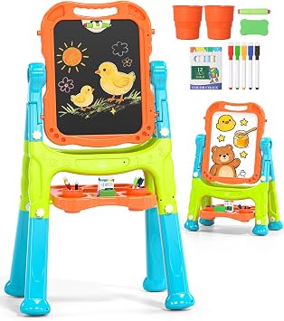 Lehoo Castle Easel for Kids 3-5, Magnetic Chalkboard WhiteboardGreen