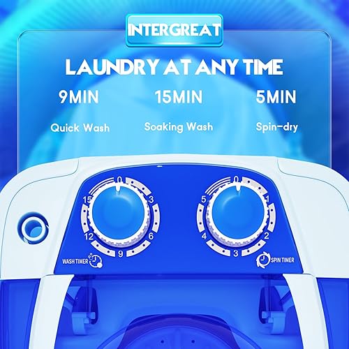 Miniatura 4 de INTERGREAT Mini Washing Machine,Portable Single Tub Washer Machines, 5.7 lbs Small Shoe Washer with Spin Cycle Basket and Drain Hose for Apartments,