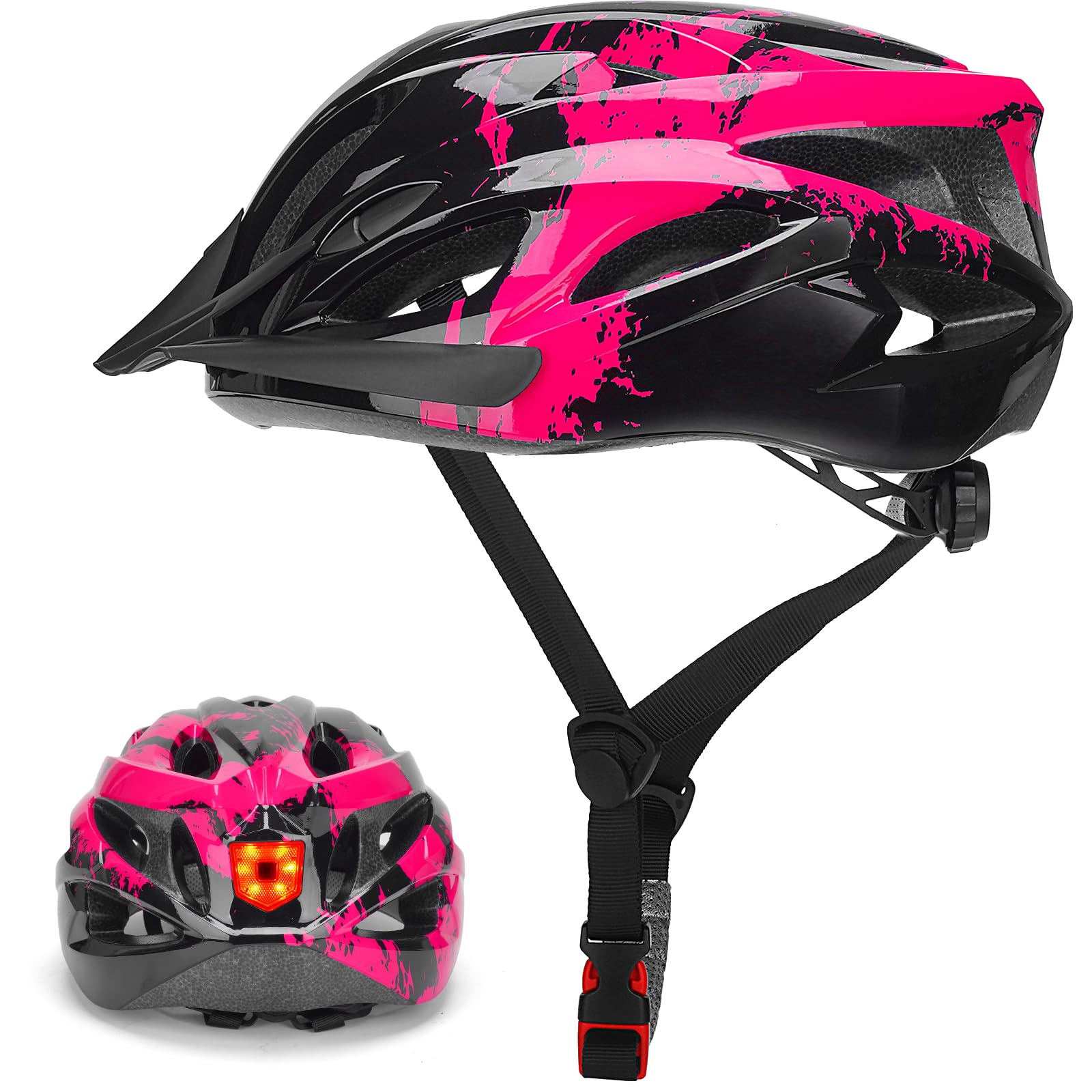 Fahrradhelm Erwachsene mit Licht für Damen und Herren 57-62CM, Radhelm, Cityhelm Urban Fahrradhelm für Herren Damen mit Abnehmbarer Magnetische Schutzbrille Visier