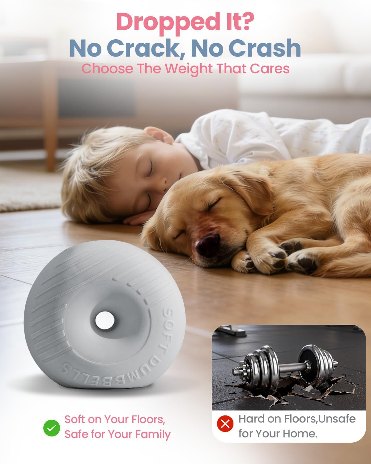 Adjustable Dumbbell Set, 13/18/22/35LBS SoftShell Weight Set with Connector 4-IN-1 Dumbbell Set Used as to Barbell & Kettlebell for Home Gym, Fitness Exercise for Men Women Beginners