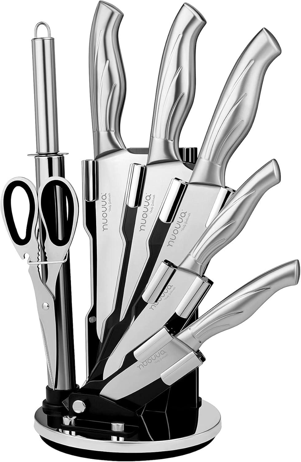Kitchen Knife Set with Rotating Stand Sharp Stainless Steel Knives Set 360