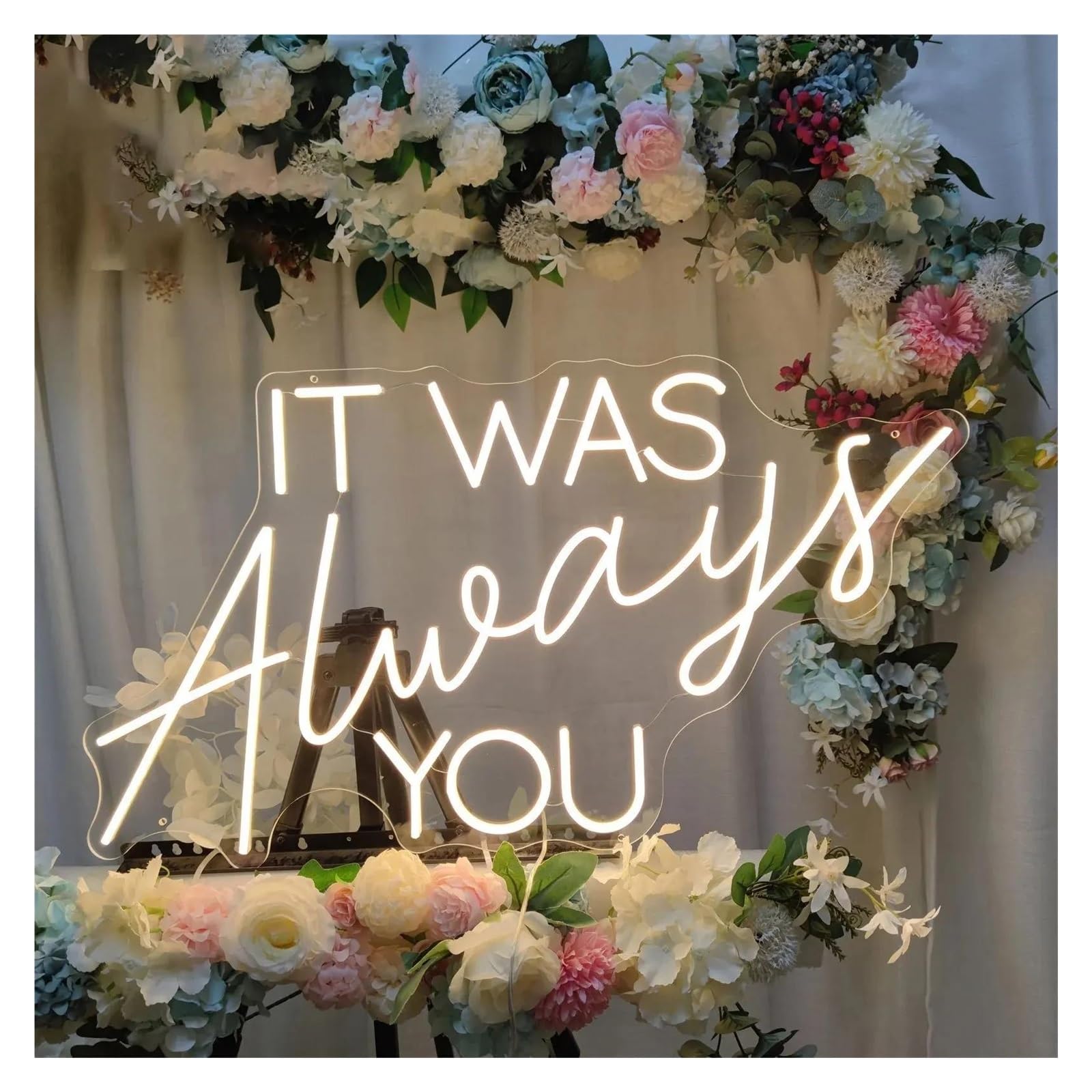 LEMST Signs Lamp It was Always You Neon Sign Letters Light Dimmable for Bedroom Wedding Bedroom Engagement Birthday Home Wall Decor USB Powered 40cmx23.5cm