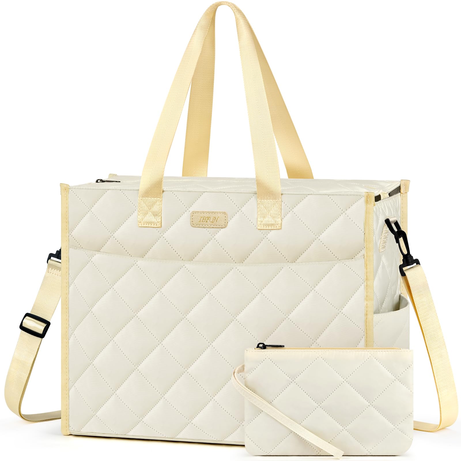 IBFUN Utility Tote Bag with 24 Pockets, Large Teacher Travel Tote for Women | Large Work Tote Bag 2pcs with Zipper for Travel Daily School Teacher Nurse, Large Lightweight Laptop Shoulder Bag Handbag