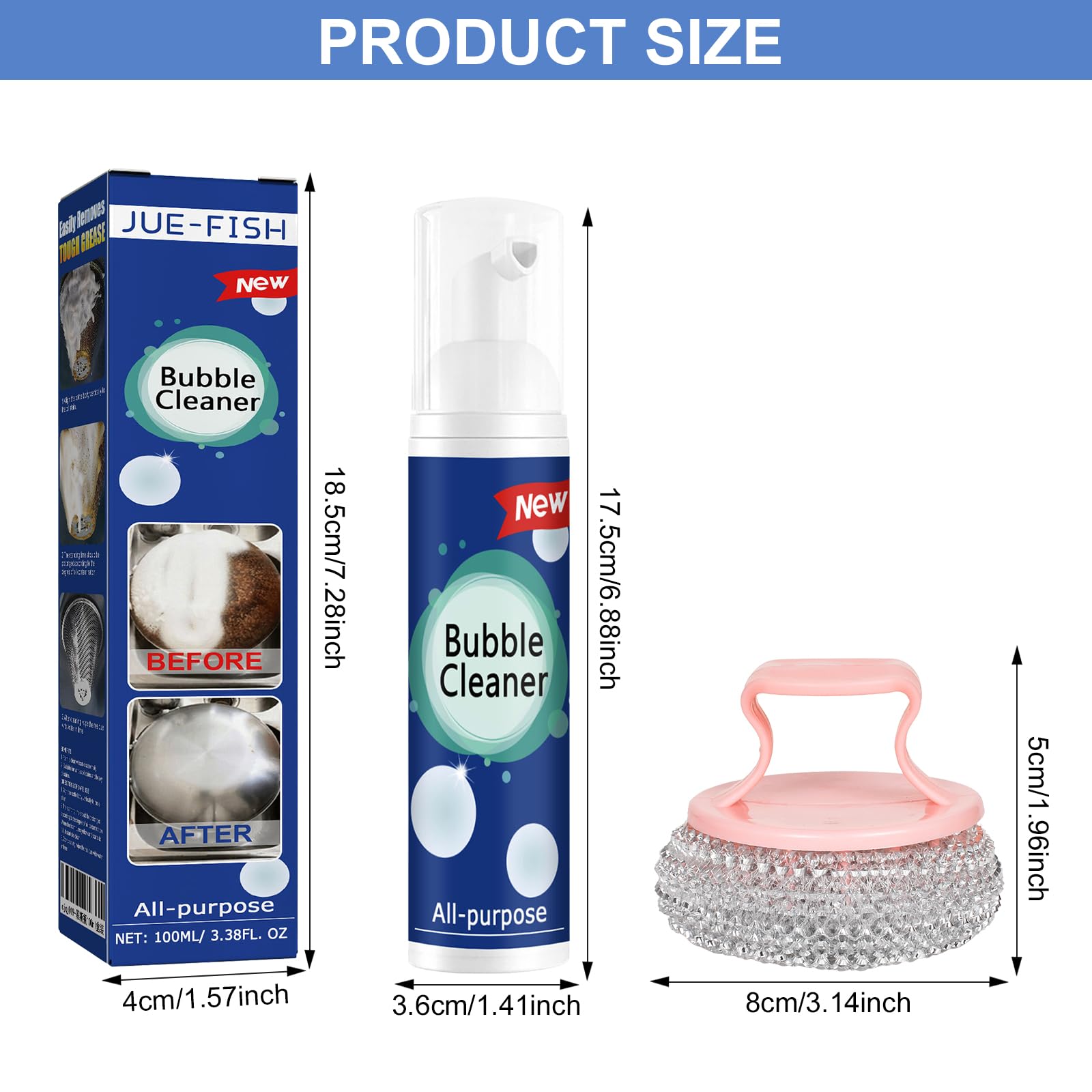 Schaumreiniger,2 Stück Schäumender Schwerölfleckenreiniger,Reiniger Für Hartnäckige Flecken,Mehrzweckreiniger,Küchenschaum Reiniger,Bubble Cleanser Für Haushalt,For Küche, Backofen, Herd,2x100ML