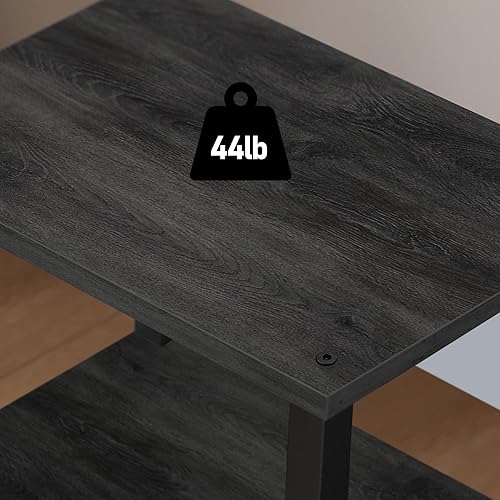 Miniatura 127 de TUTOTAK TB01BK035 - Mesa auxiliar, mesita de noche con estante de almacenamiento de 2 niveles, para espacios pequeños, 2 unidades Negro,Marrón,Gris