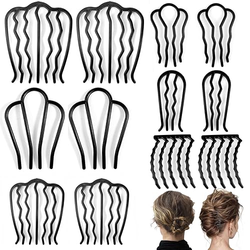 LAPOHI Peines y alfileres de plástico para el cabello, 12 piezas para peinados updo, moño y vintage