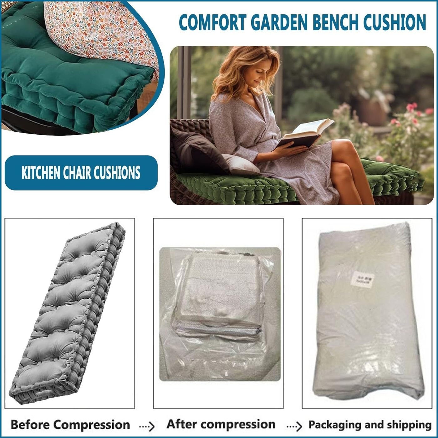 Bankauflage Samt Sitzkissen Gartenkissen Bankkissen 90x50/100x50/110x50/120x50cm, Dicke Von 10cm,Stuhlkissen Loungekissen Sitzpolster Auflage Für Bänke/Gartenbank(Schwarz,170x50x10cm)