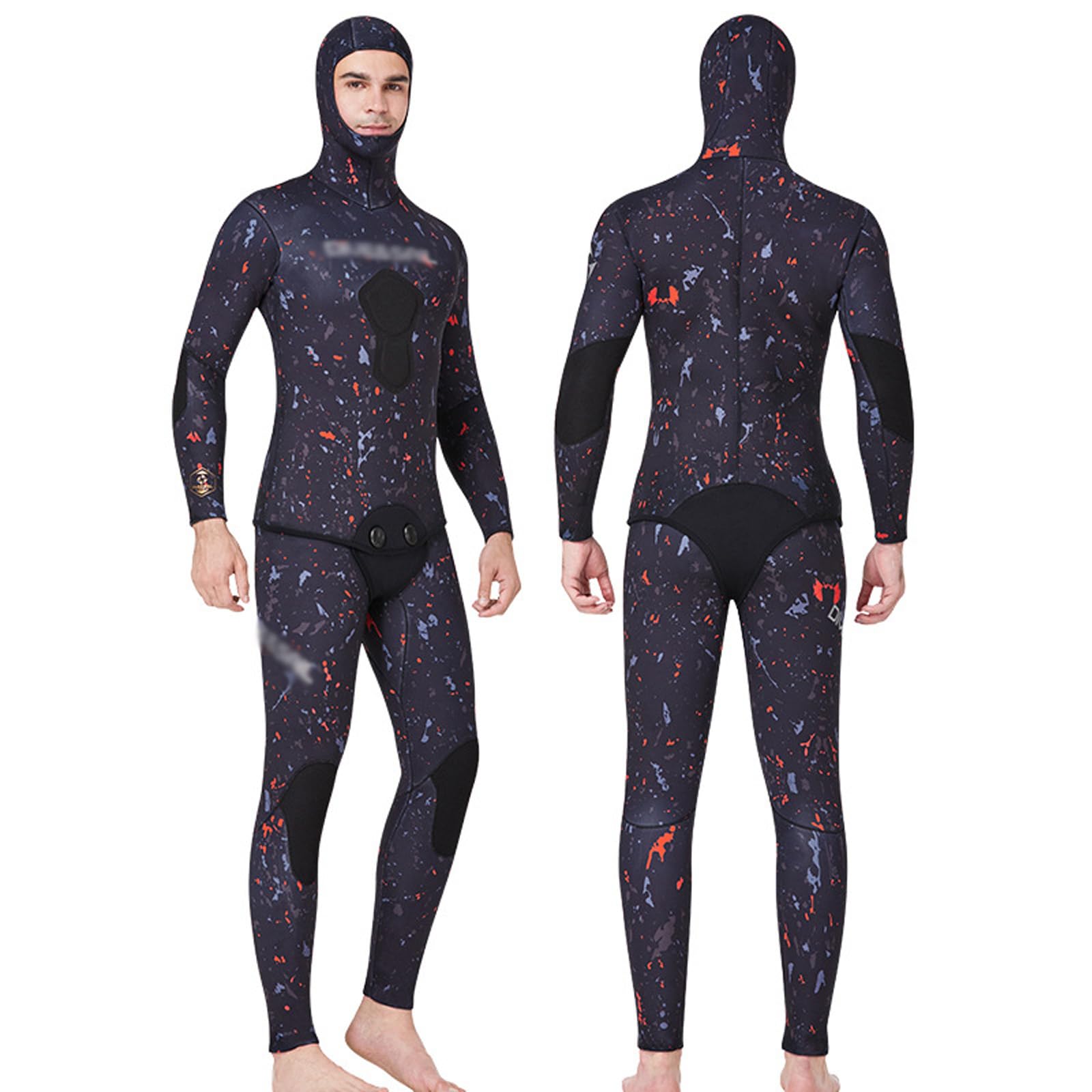 Muta da Pesca Subacquea 2 Pezzi per Uomo, Muta da Sub con Cappuccio da 3 mm/5 mm/7 mm per Snorkeling, Nuoto e apnea