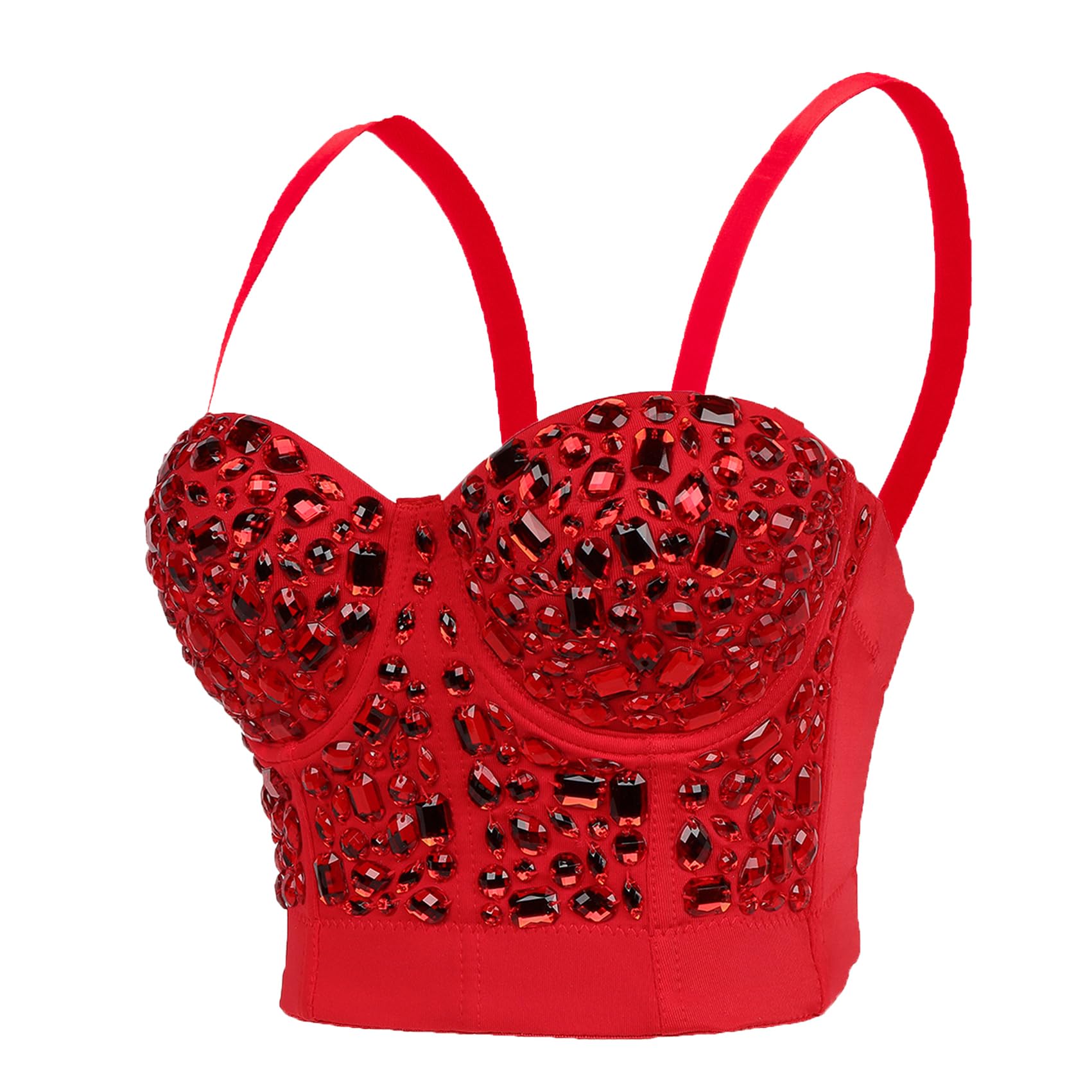 Reggiseno da donna clubwear party punk gotico corsetto corsetto push-up con strass diamante cime