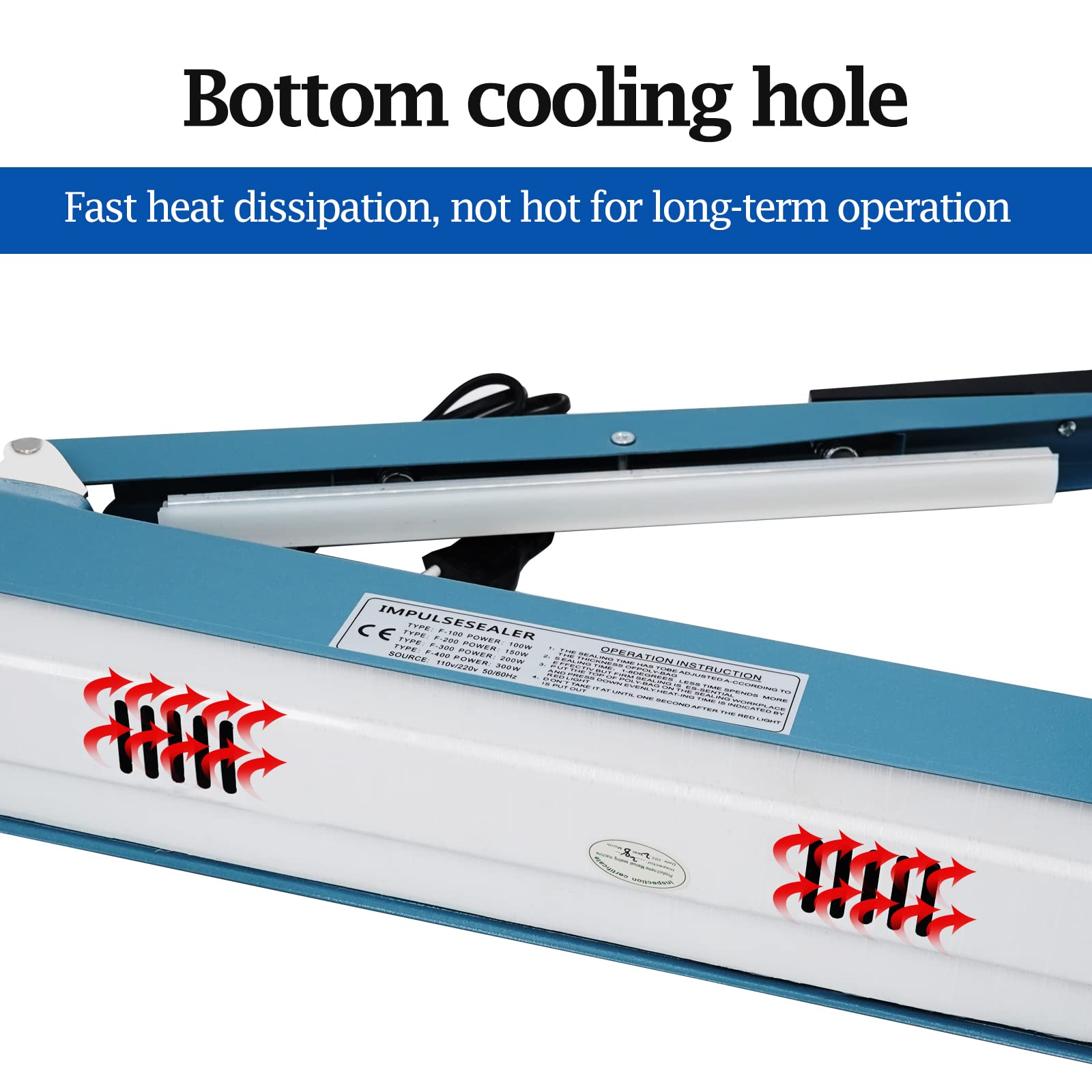 Termoselladora, Sellador de calor, soldador, dispositivo de sellado, control de temperatura, sellador de alimentos, bolsas de plástico para bolsas de polipropileno y PE (400 mm)