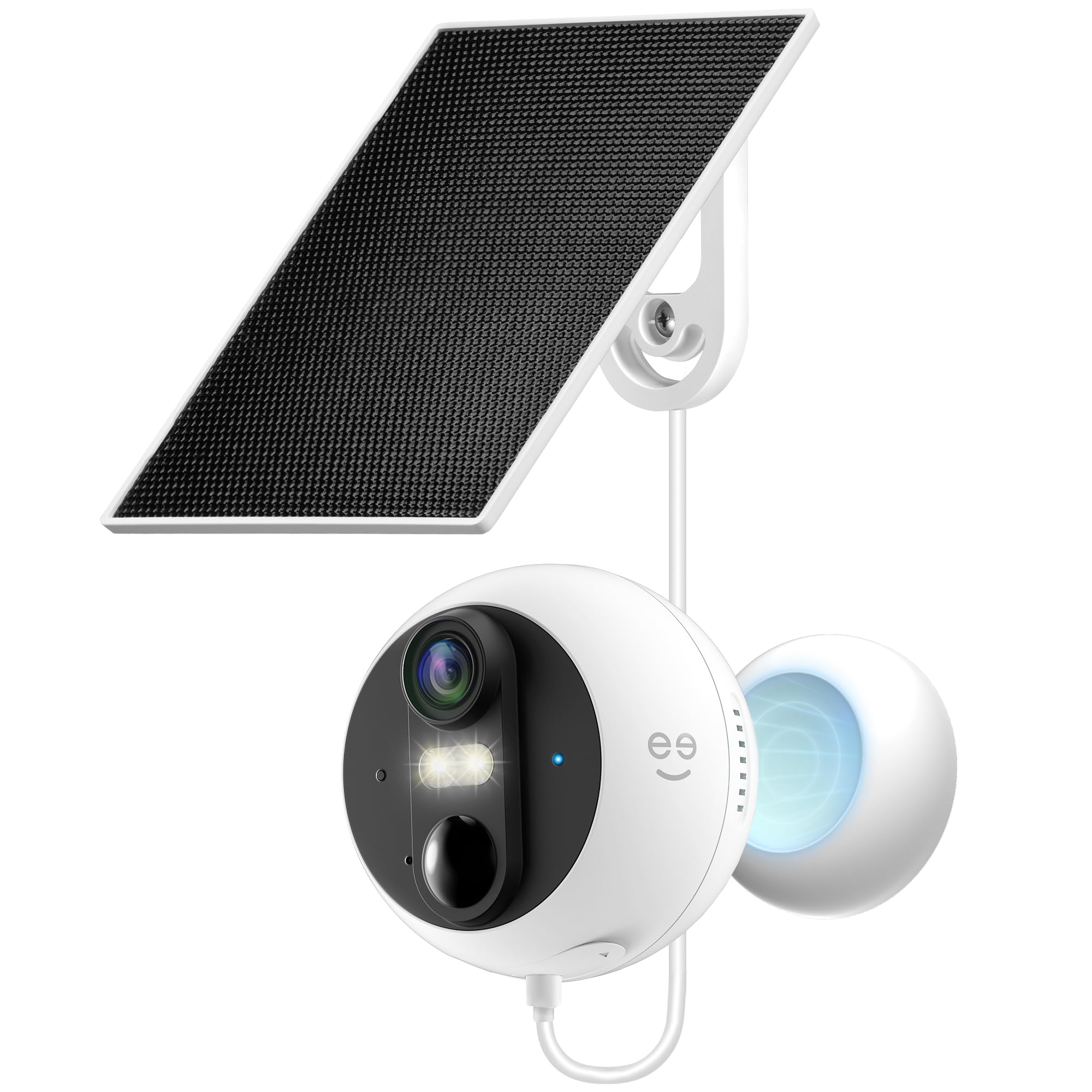 Geeni Perch 3MP Smart Magnetic Battery Camera with 3W Solar Panel – 2K HD Outdoor Wireless Security Camera with Continuous Solar Power, Color Night Vision, LED Spotlight, & IP65 Weatherproof