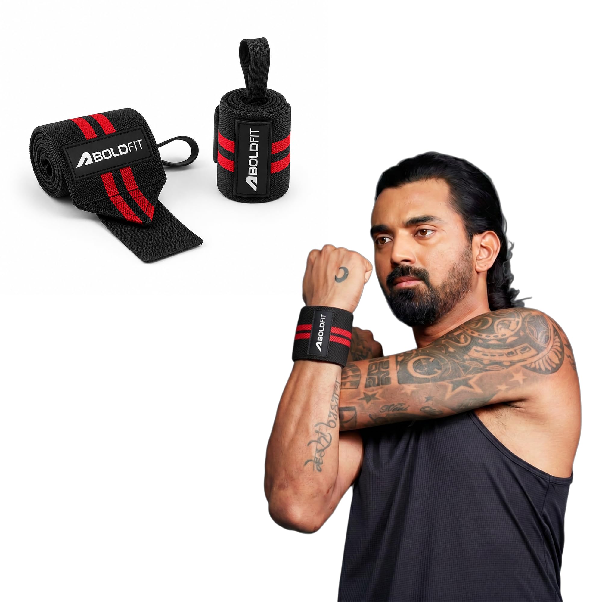 Boldfit Cotton Wrist Band for Men & Women, Wrist Supporter for Gym Wrist Wrap/Straps Gym Accessories for Men for Hand Grip & Wrist Support While Workout (Red - Black)-picture-19