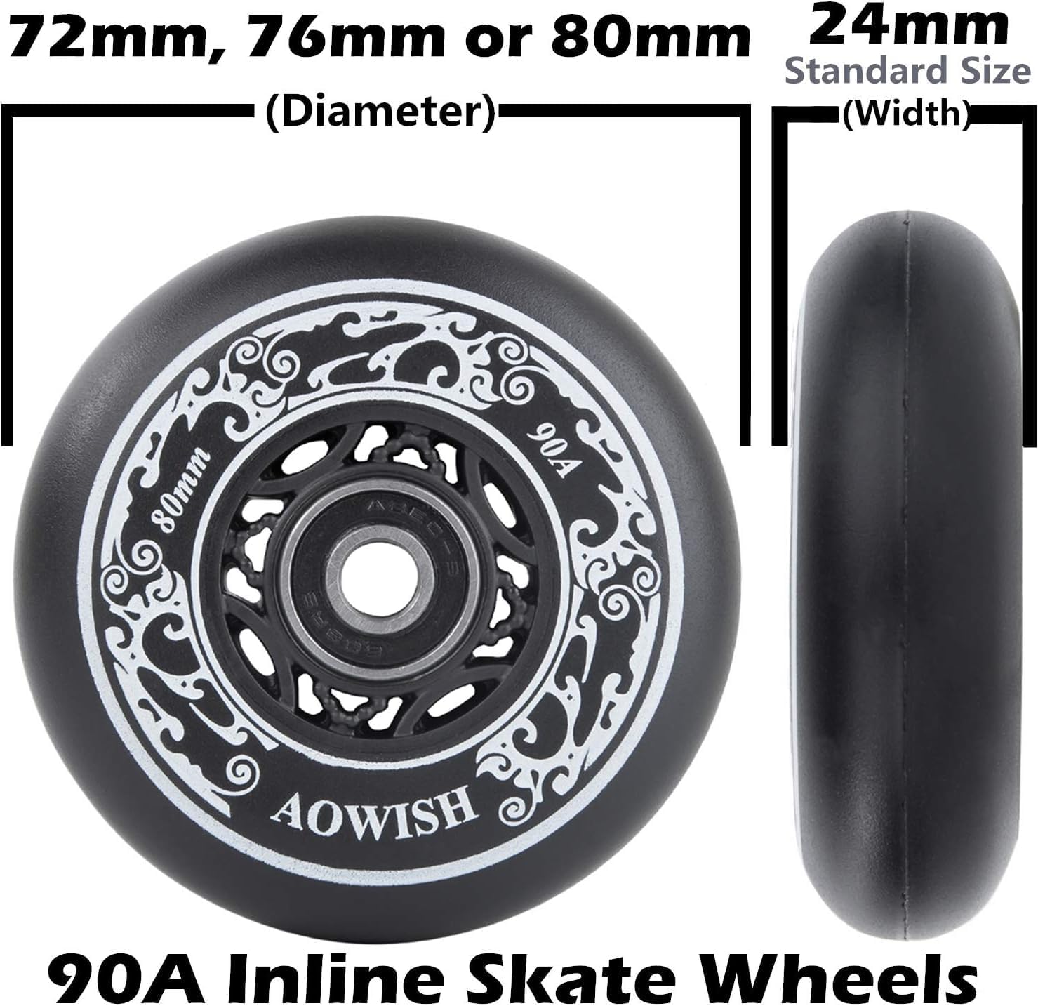 Outdoor Inline Skate Wheels 76mm / 80mm 89A Green HILO SET - Foto 7